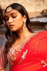 "Ida" Red Kalidar Bridal Sari