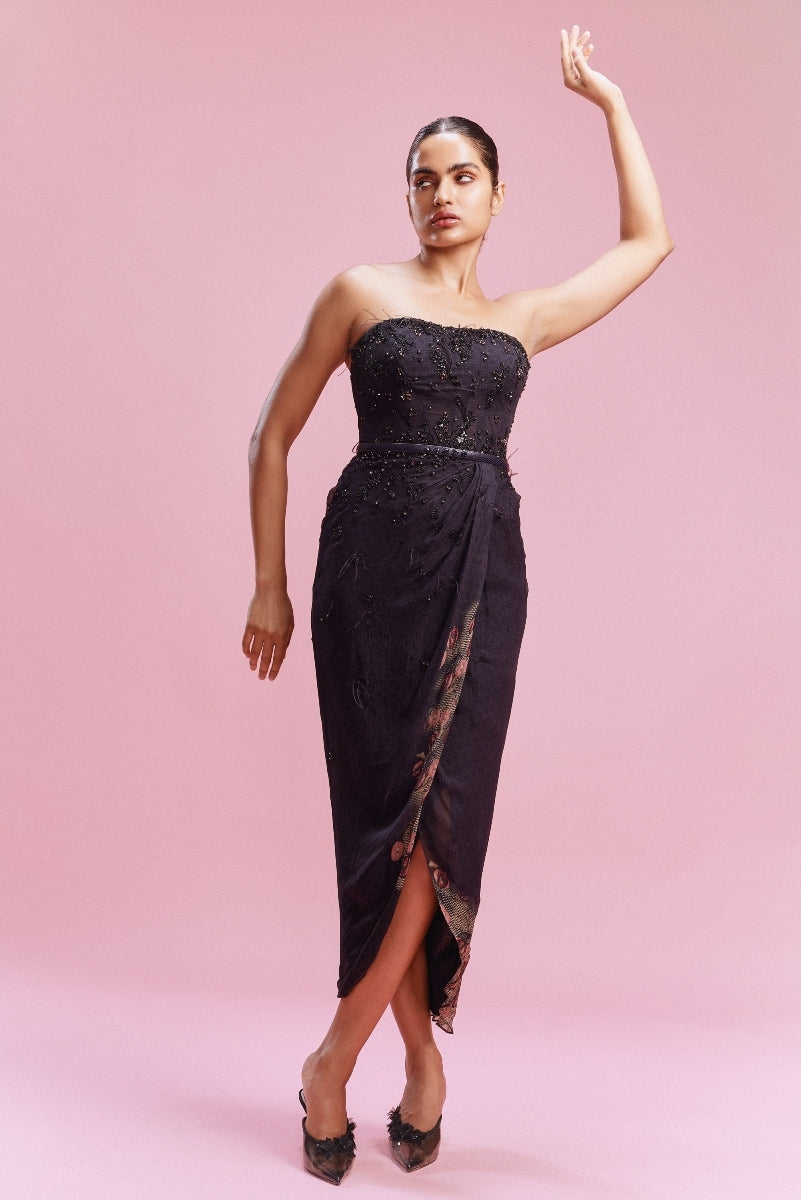 "Pearl Dazzle" Chiffon Draped Dress