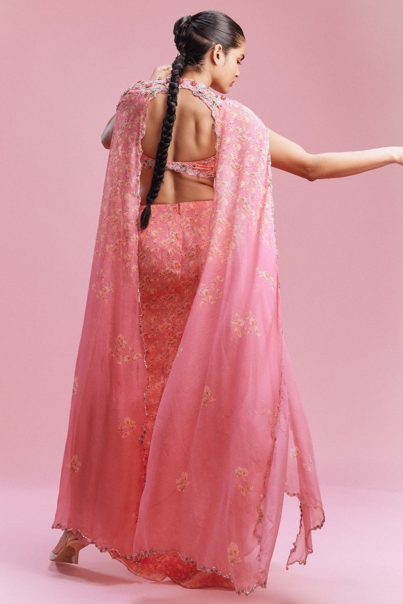 ''Clara''Chiffon Bustier-Skirt with a Cape