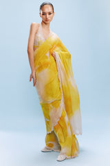 "Asher" Chiffon Watercolored Saree with a Blouse