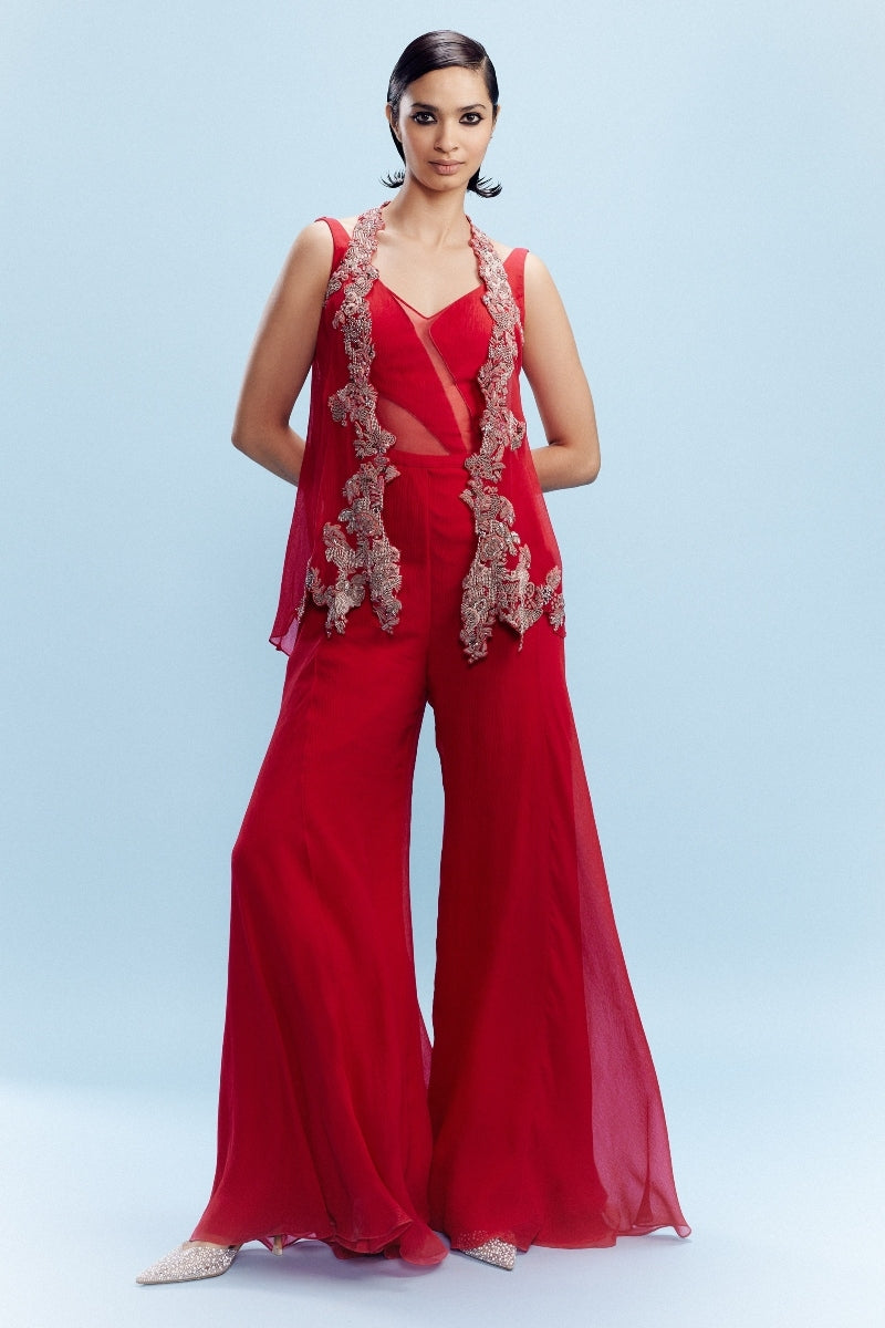 "Harini" Chiffon Jumpsuit with a Shrug