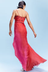 "Miksha" Chiffon Ombre Draped Gown