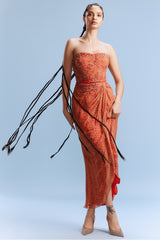 "Dhara" Printed Chiffon Draped Dress