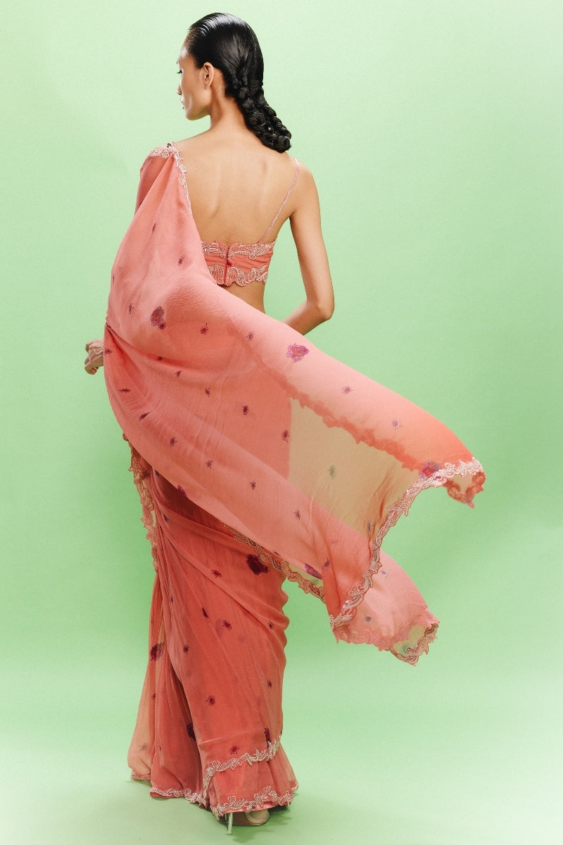 "Liana" Chiffon Floral Saree with a Blouse