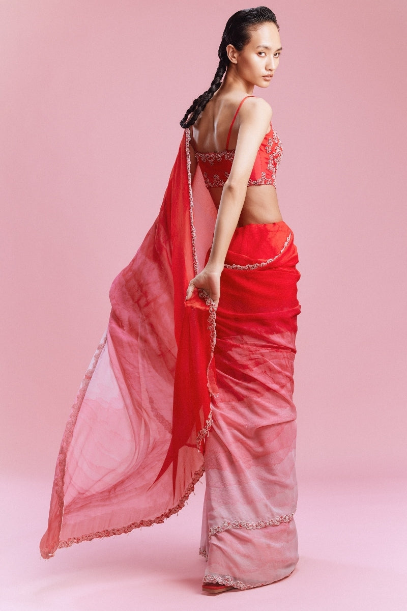 "Mara" Chiffon Ombre Saree with a Blouse