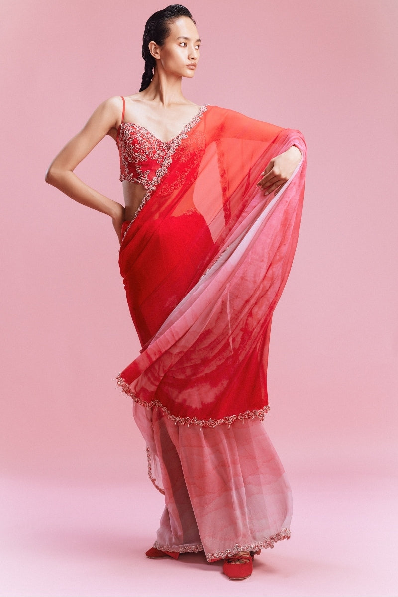 "Mara" Chiffon Ombre Saree with a Blouse