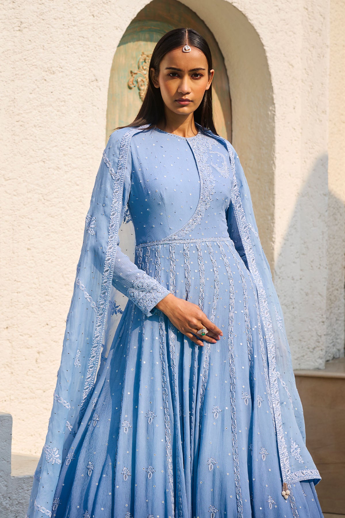 Azure Dream Chikankari Anarkali