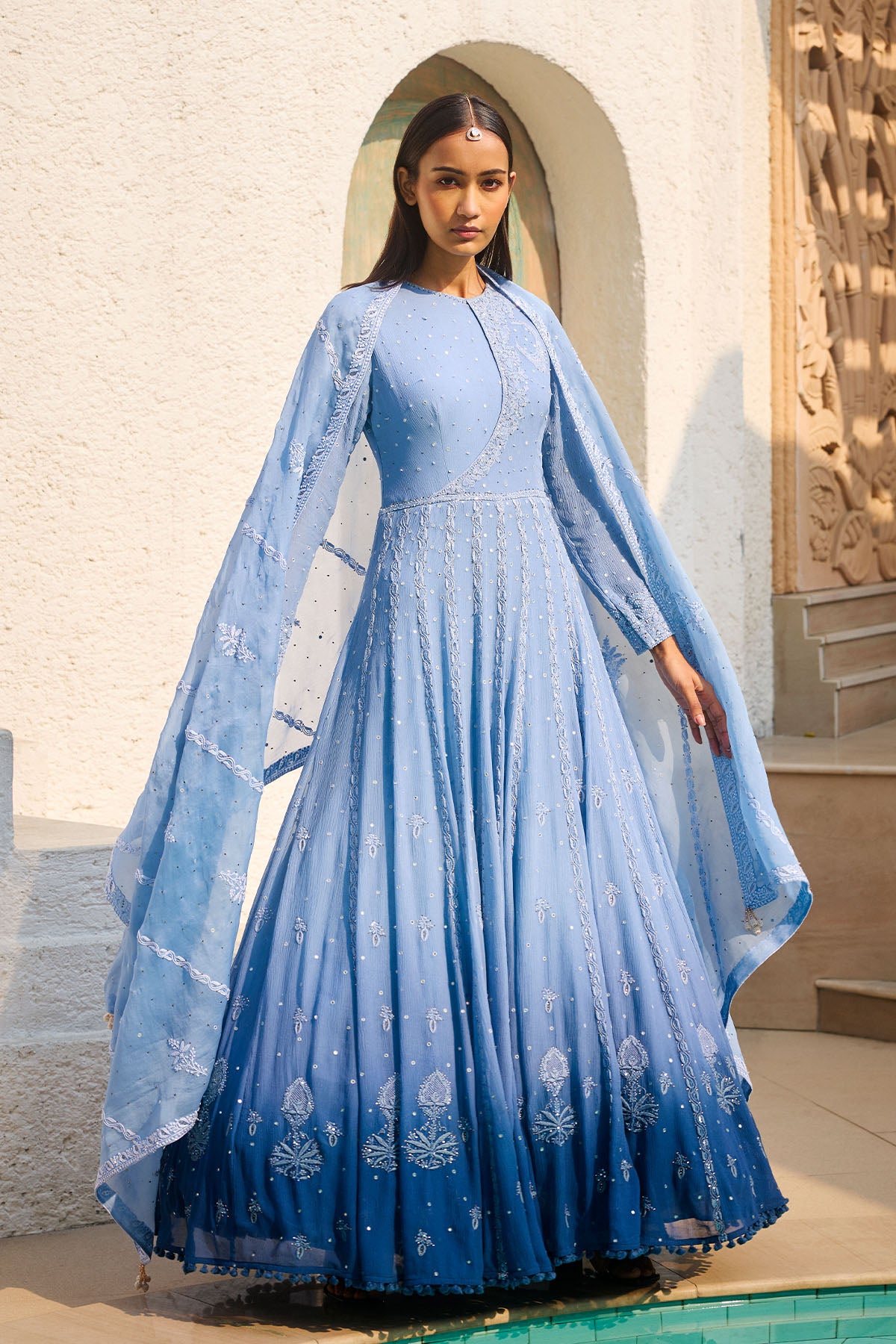 Azure Dream Chikankari Anarkali