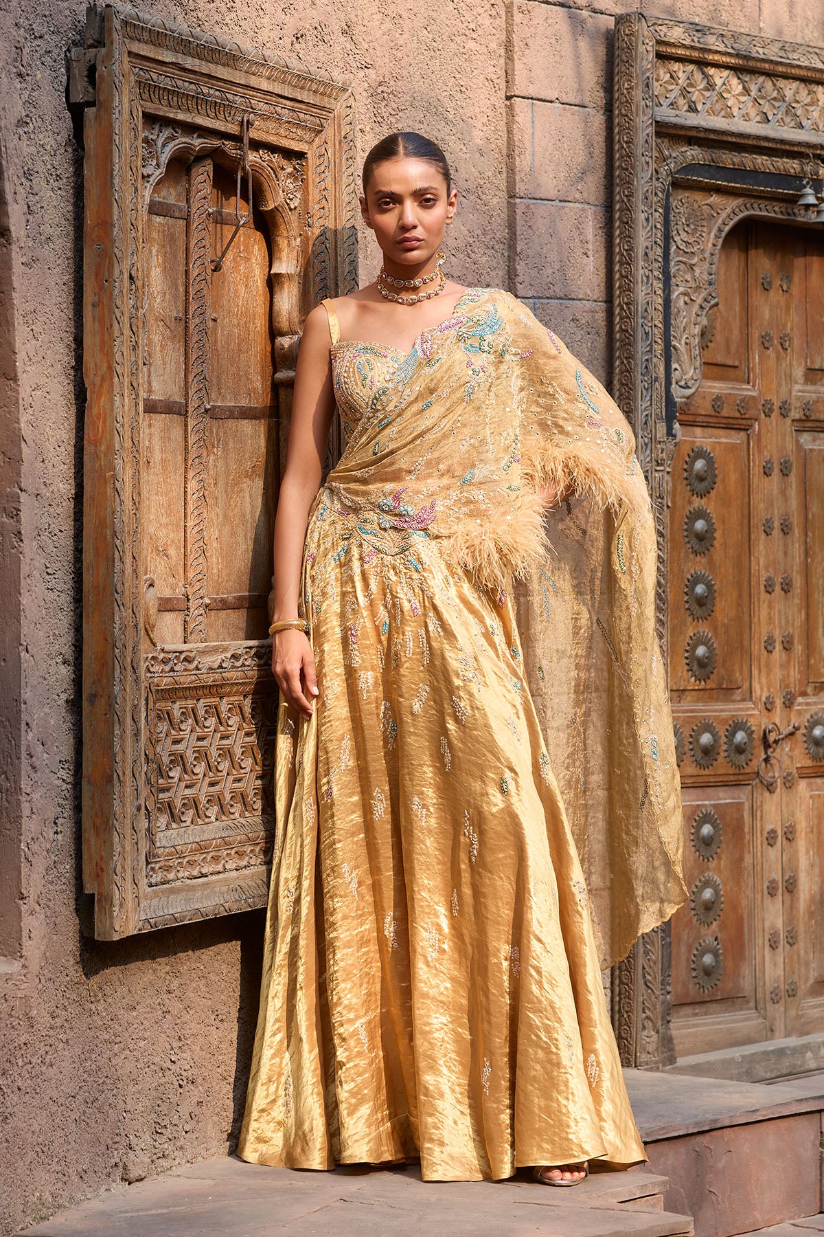 Auric Orchard Drape Saree