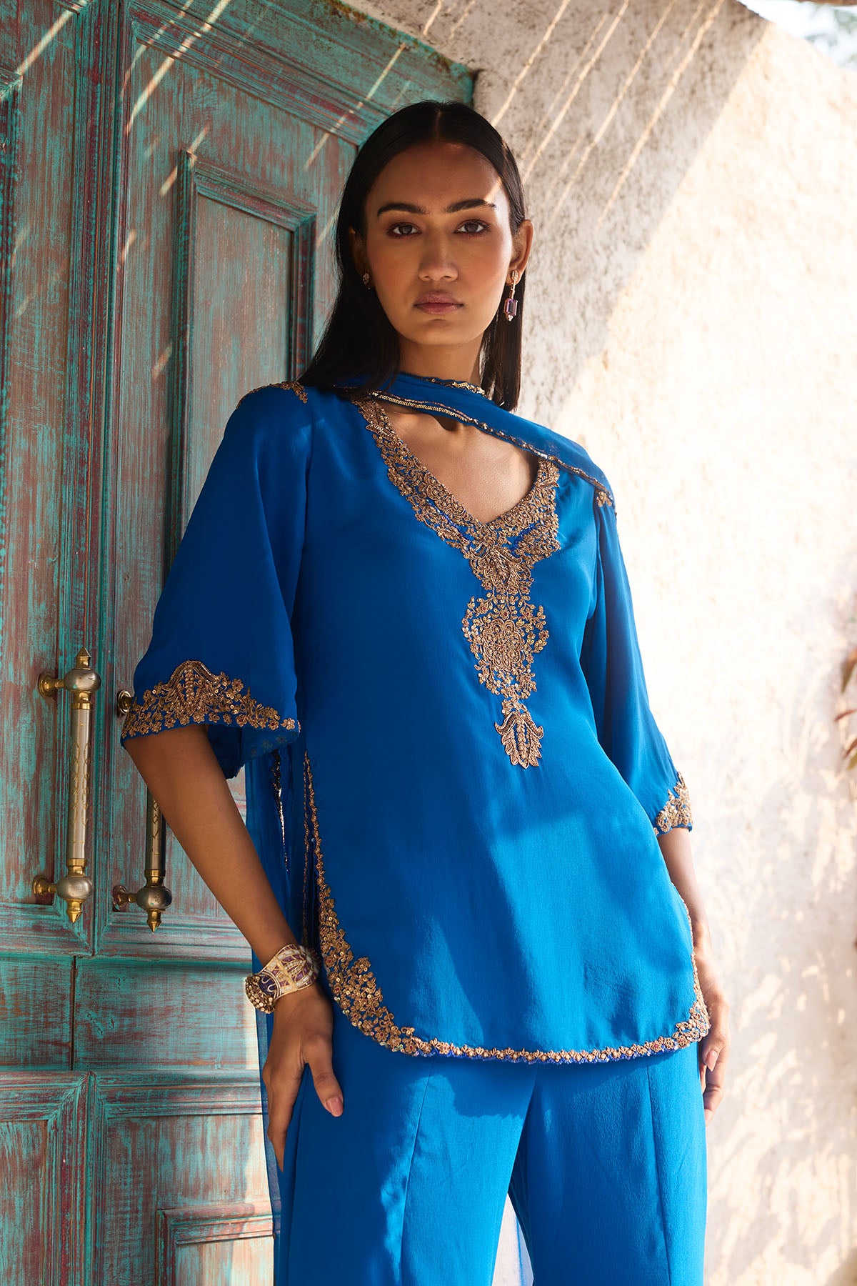 Azure  Kurta and Flare Pant Set