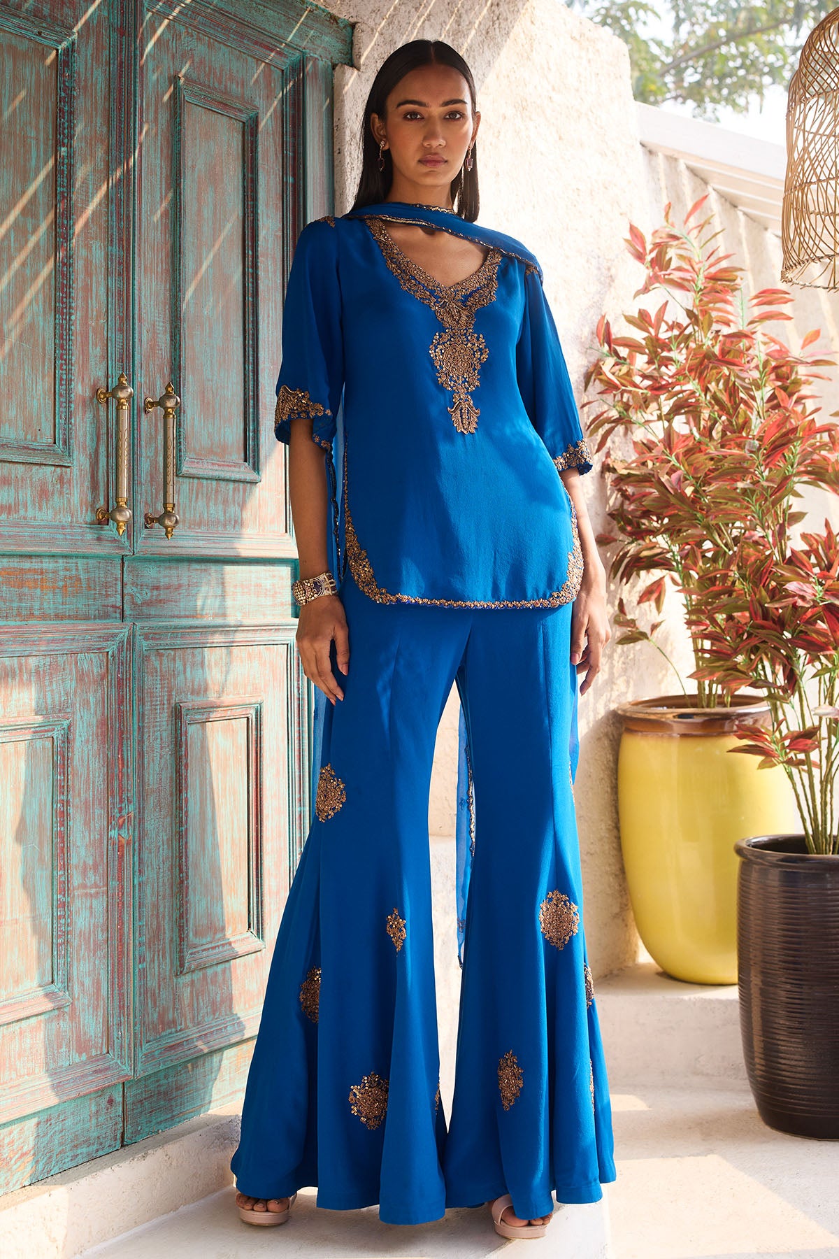 Azure  Kurta and Flare Pant Set