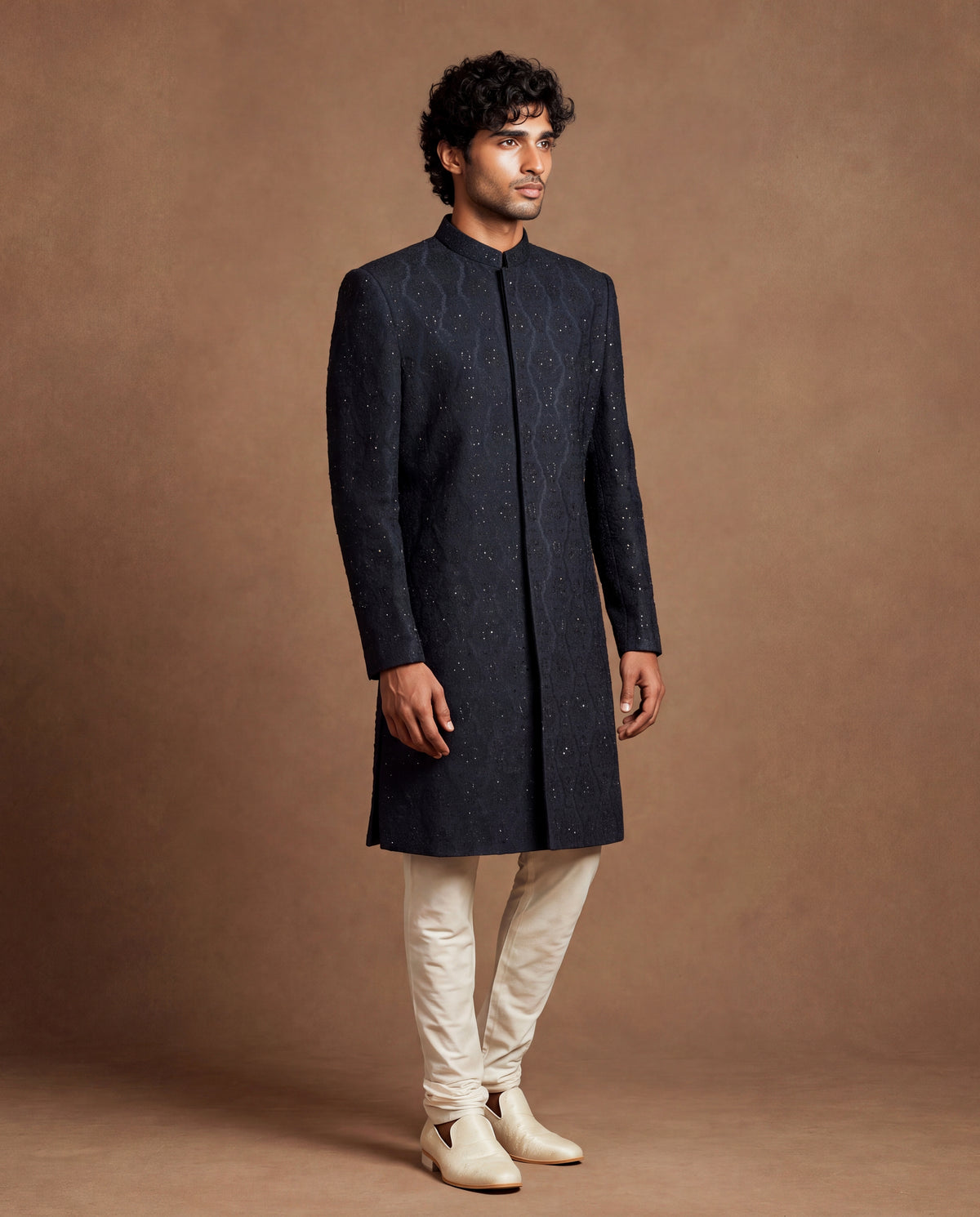 Indigo Noir Achkan Set