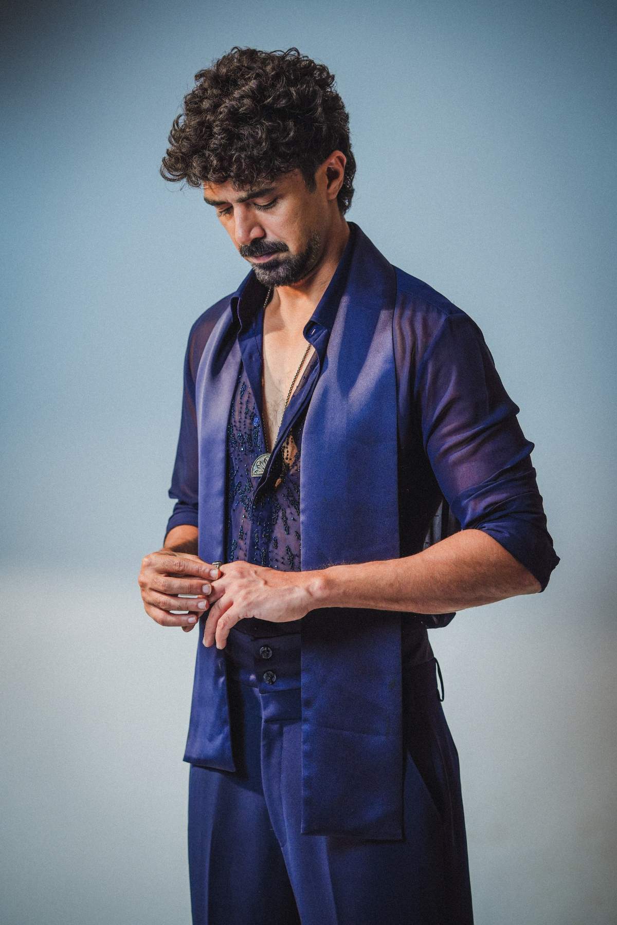 Saqib saleem in Velouris Shirt & Pant Set