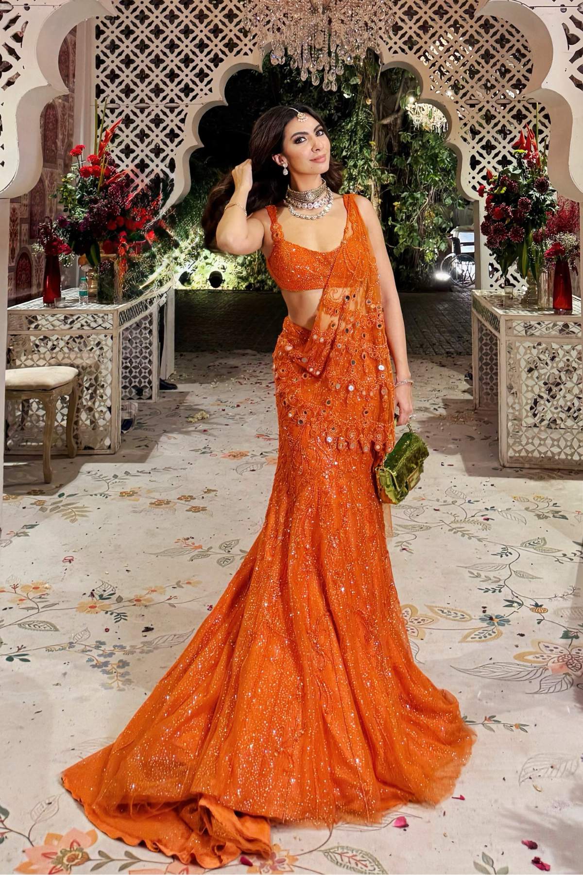 Niki Mehra in Molten Sunset Drape Saree