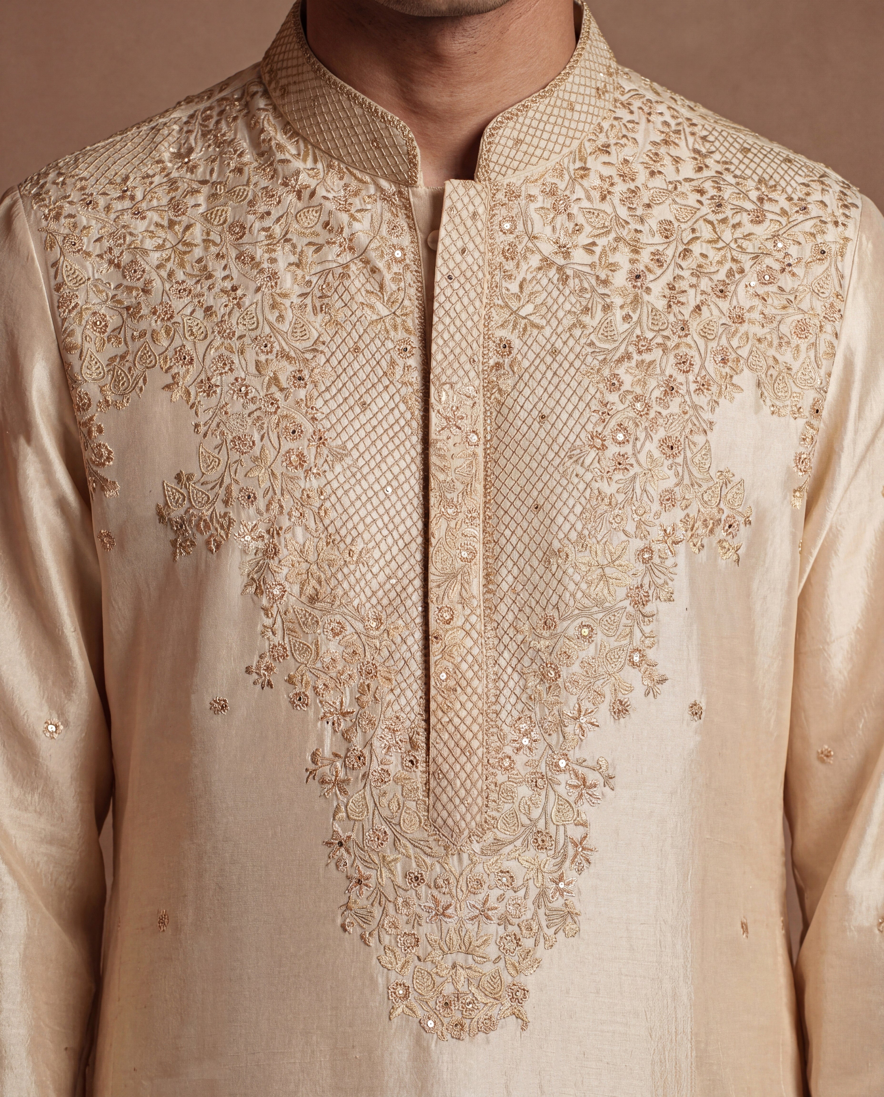 Antique Pearl Silk Kurta & Salwar Set