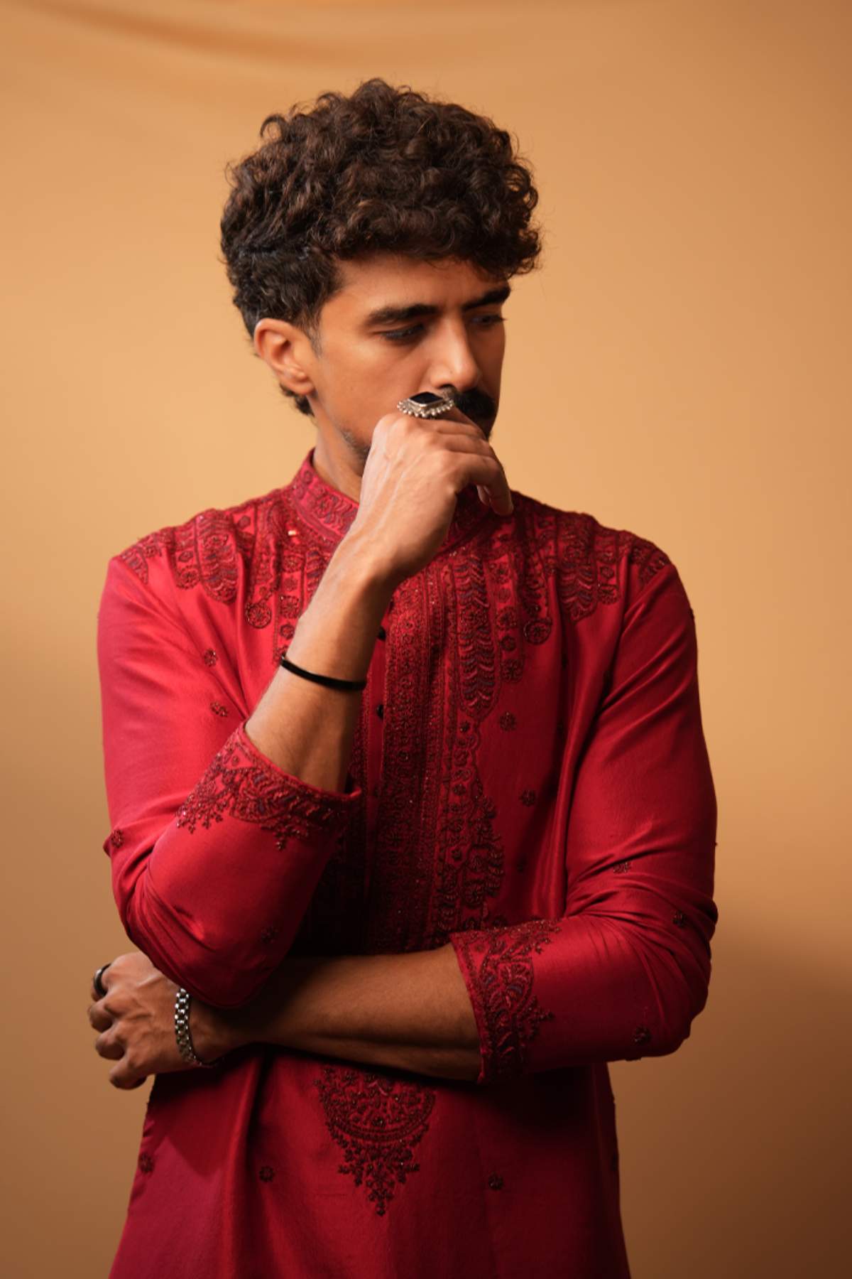 Saquib saleem in Scarlet Rhythm Kurta Set
