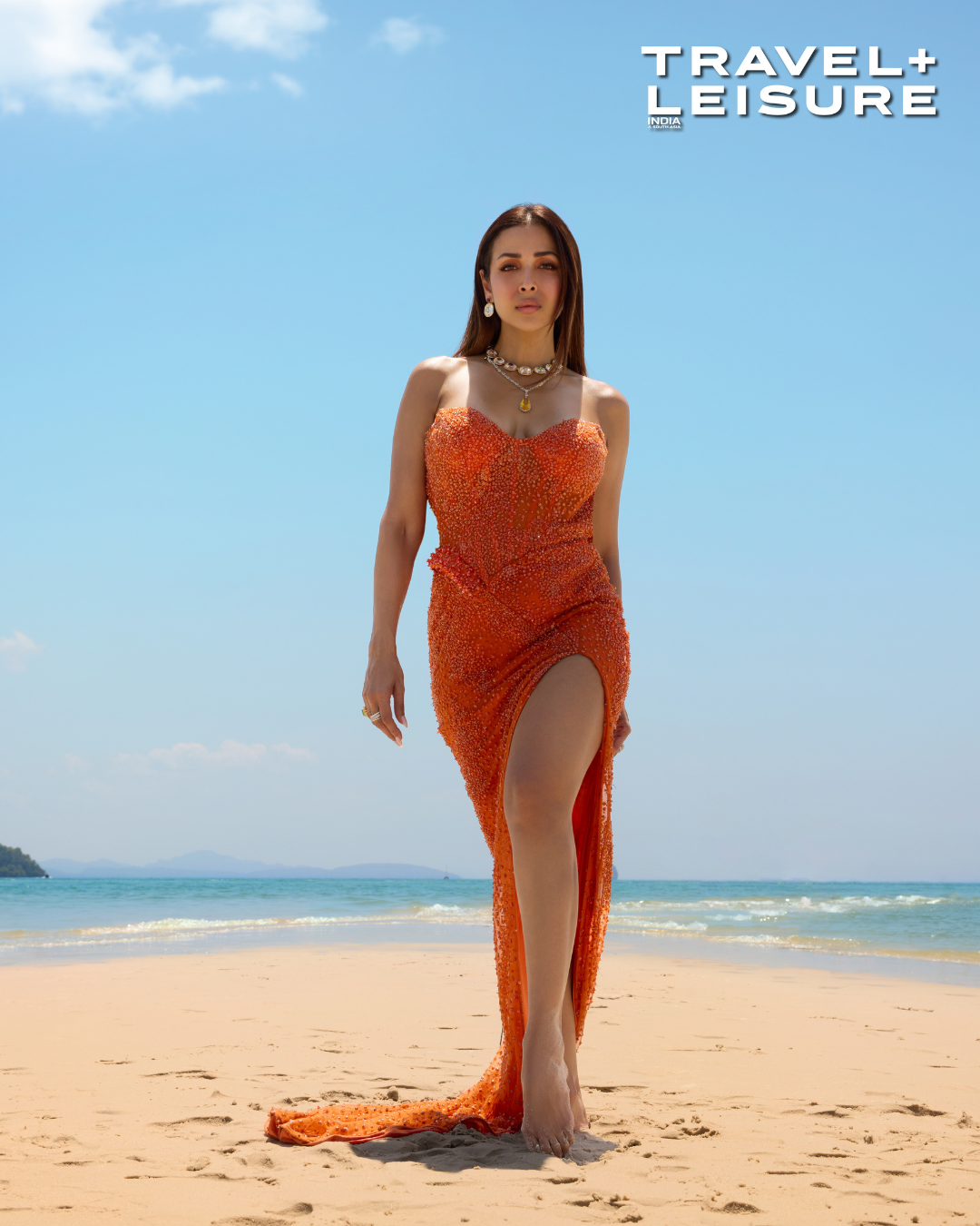 Malaika In Molten Radiance Slit Gown