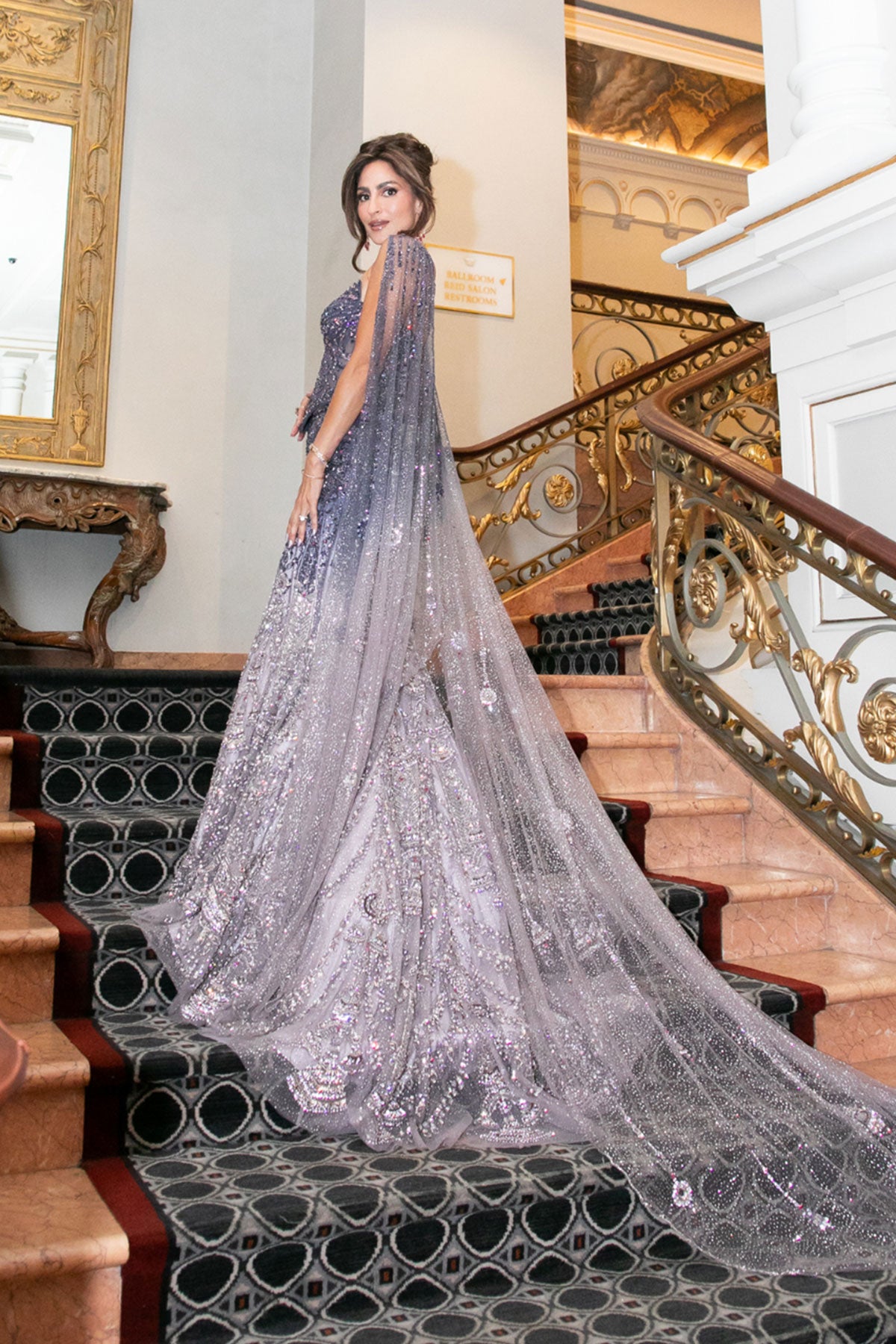 Ami Desai in Aurora Violette Corset & Skirt Set with Dupatta