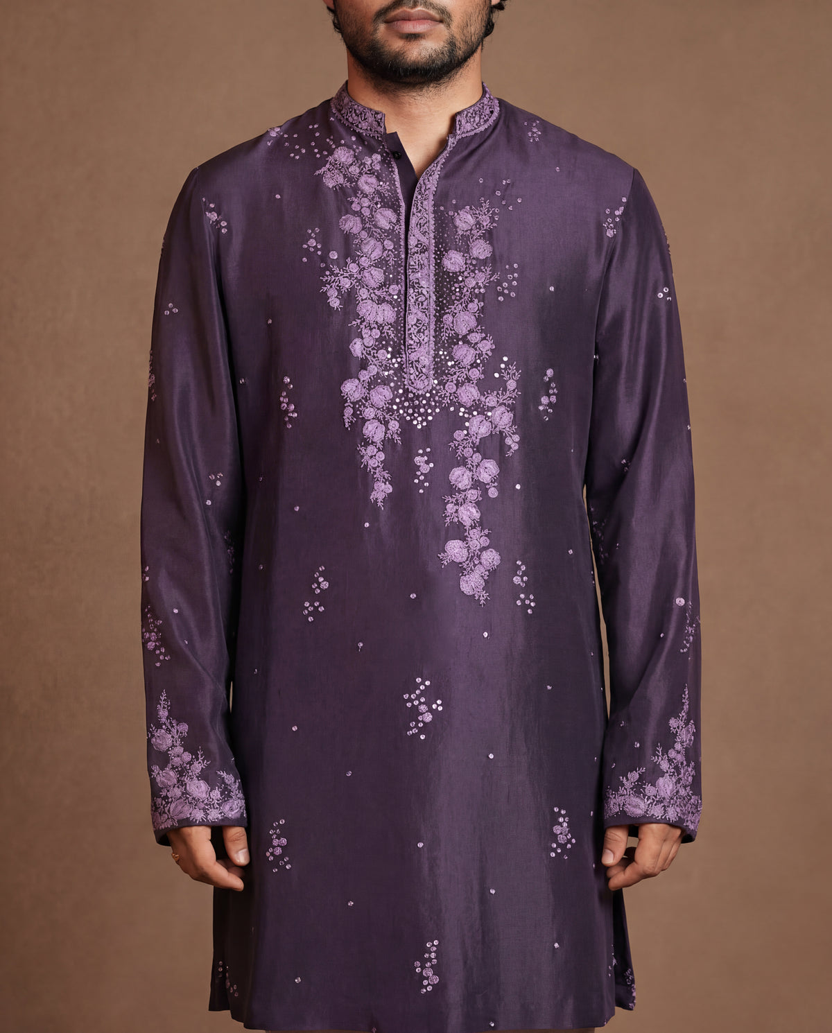 Imperial Purple Chikankari Silk Kurta Set