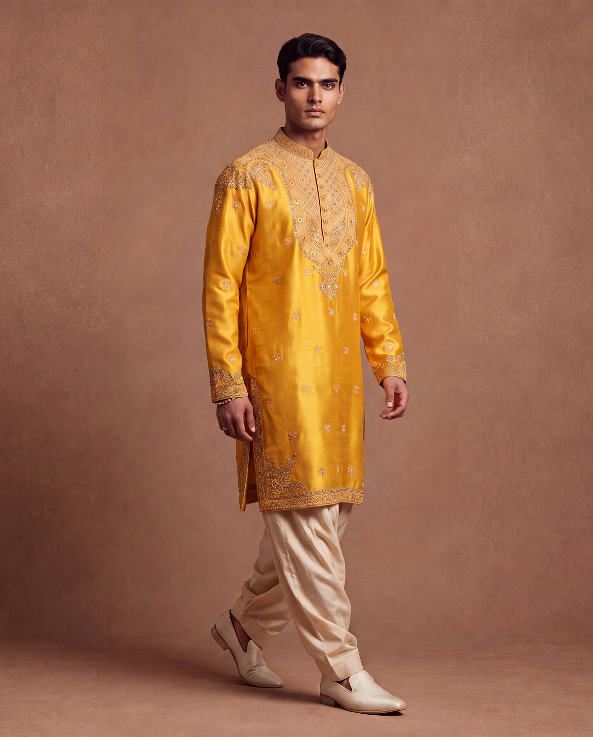 Sunlit Hand-Embroidered Silk Kurta & Salwar Set