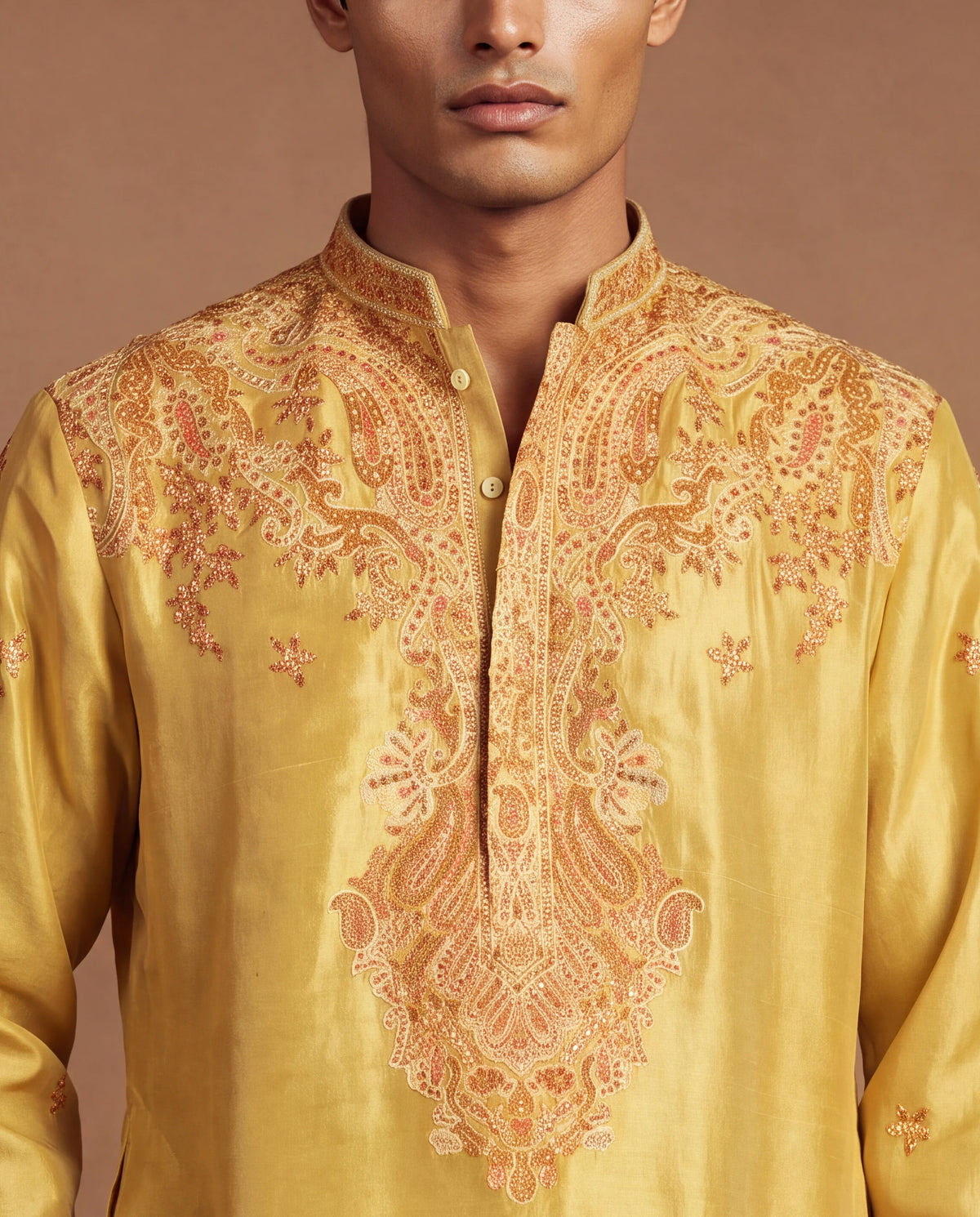 Silk Pistachio Kashidakari Embroidered Kurta Set
