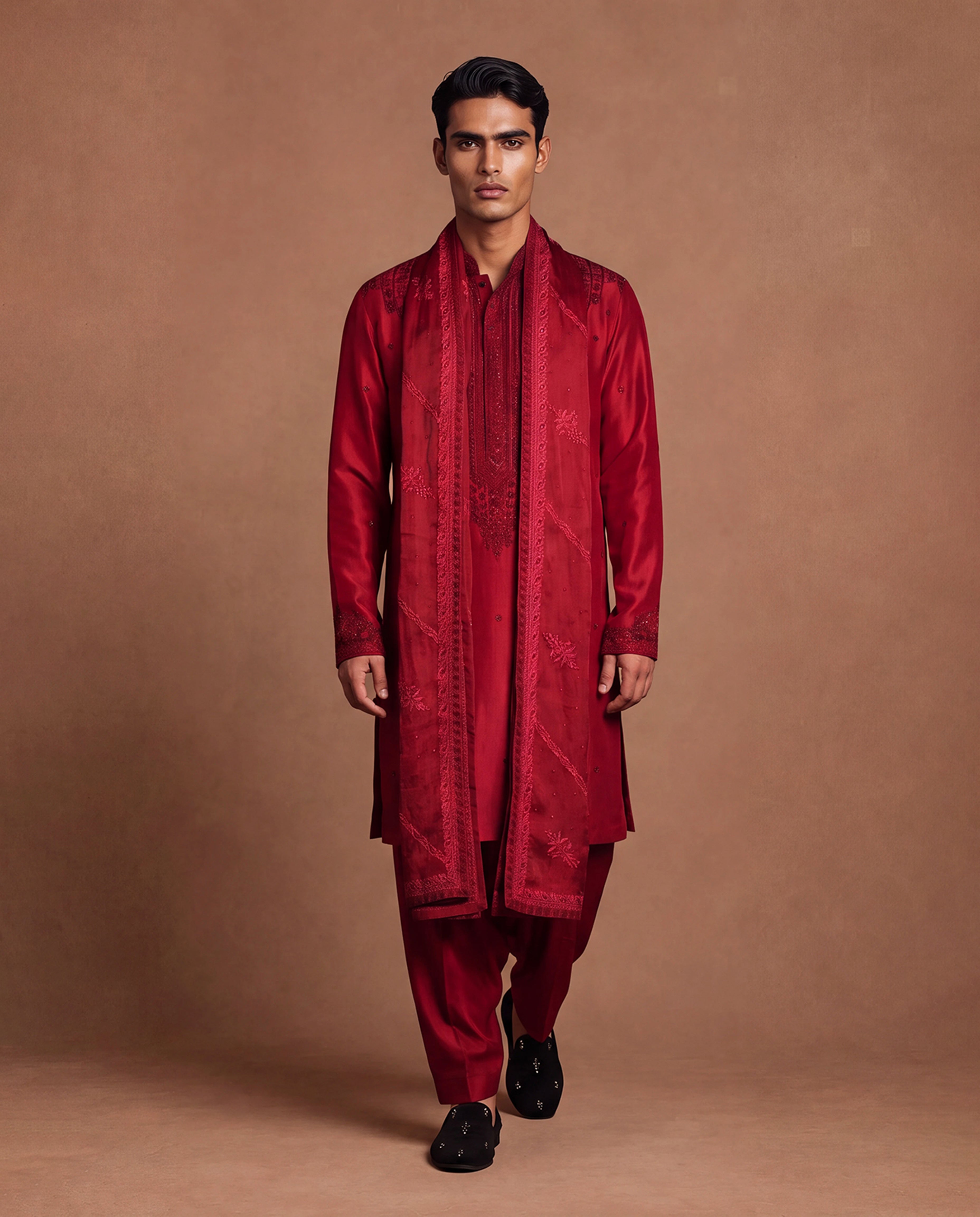 Carmine Zardozi Kurta & Salwar Set