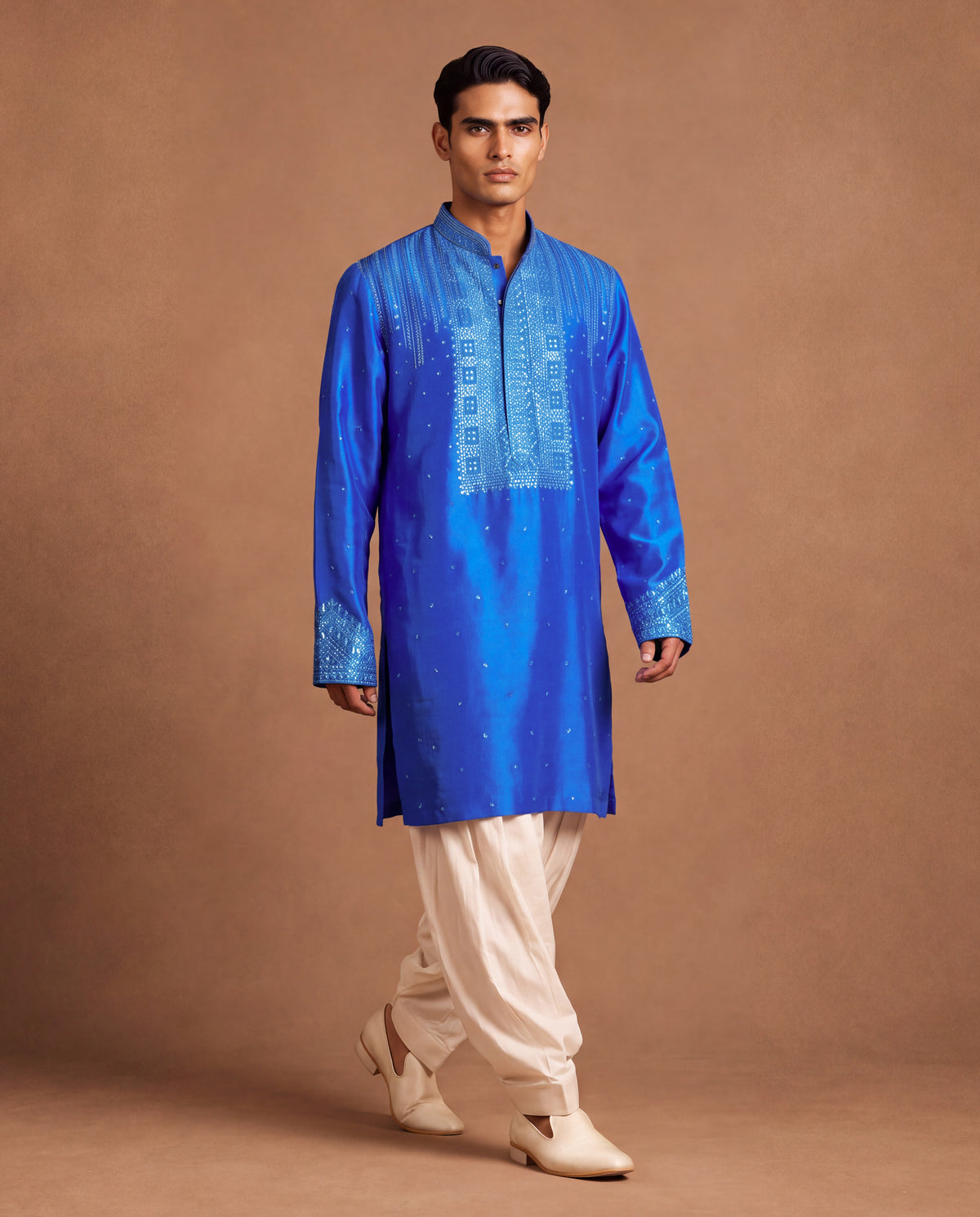 Mirror Accented Silk Kurta & Salwar Set