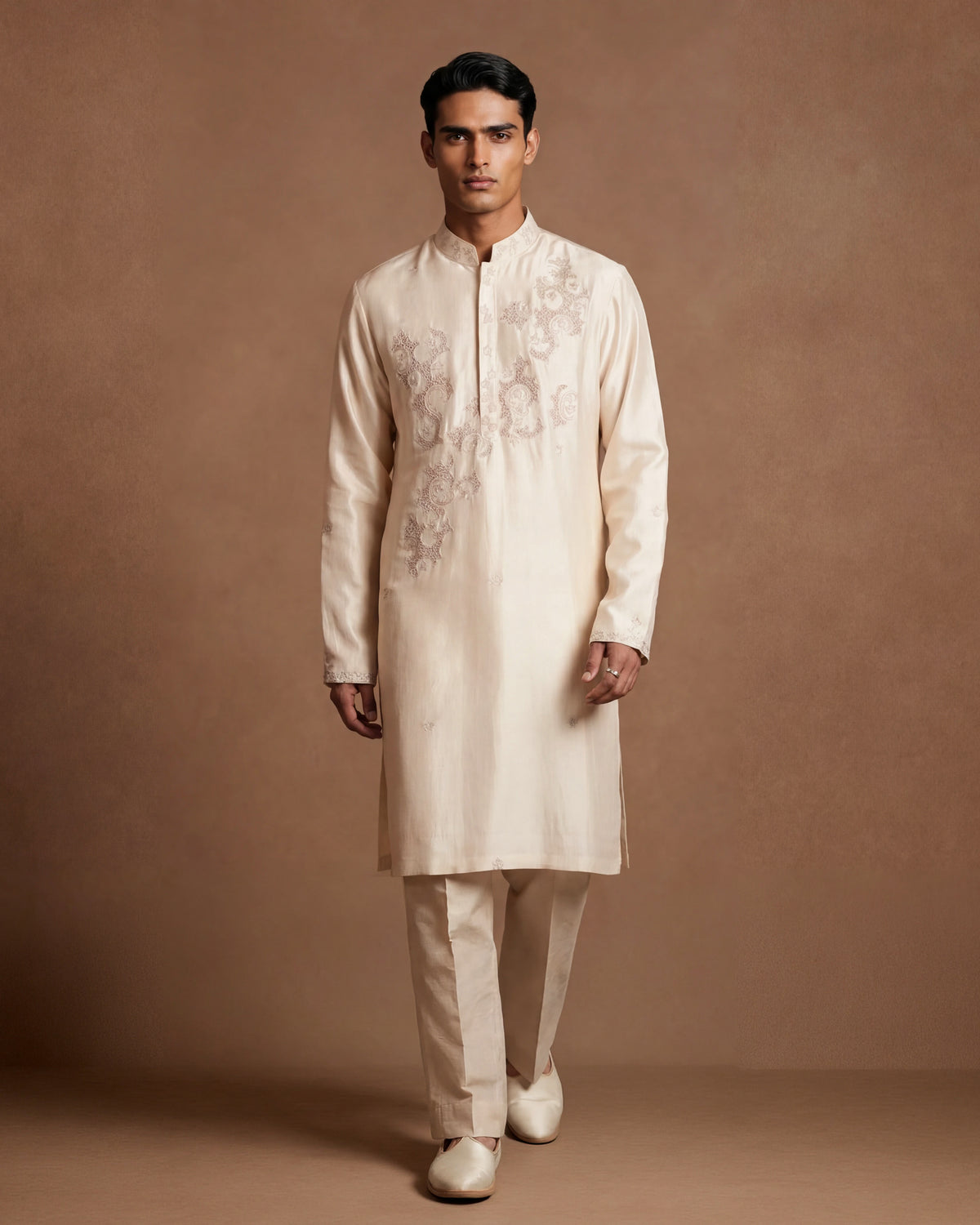 The Imperial Ivory Jaali Silk Kurta Set
