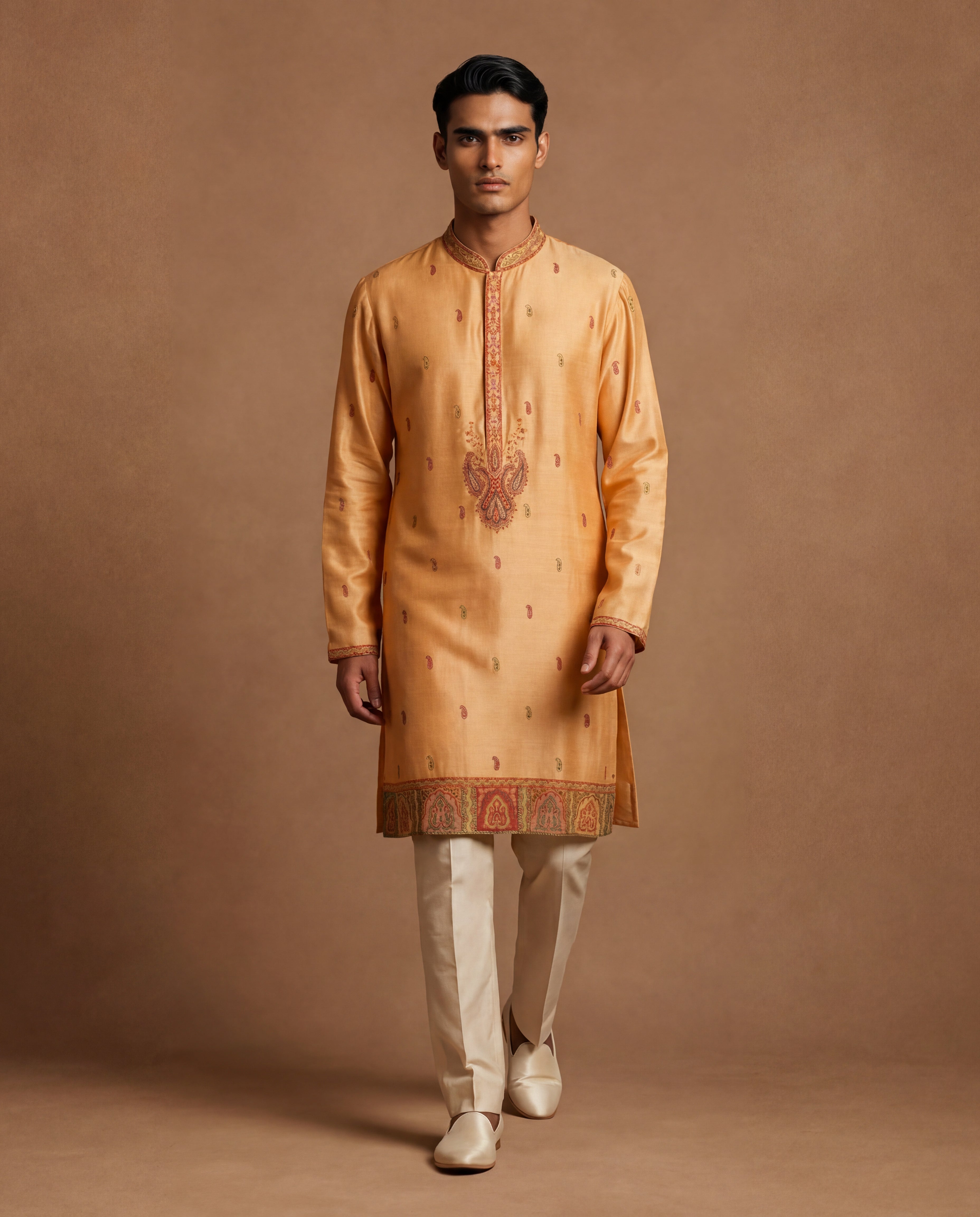 Sunlit Kashidakari Silk Kurta & Trouser Set