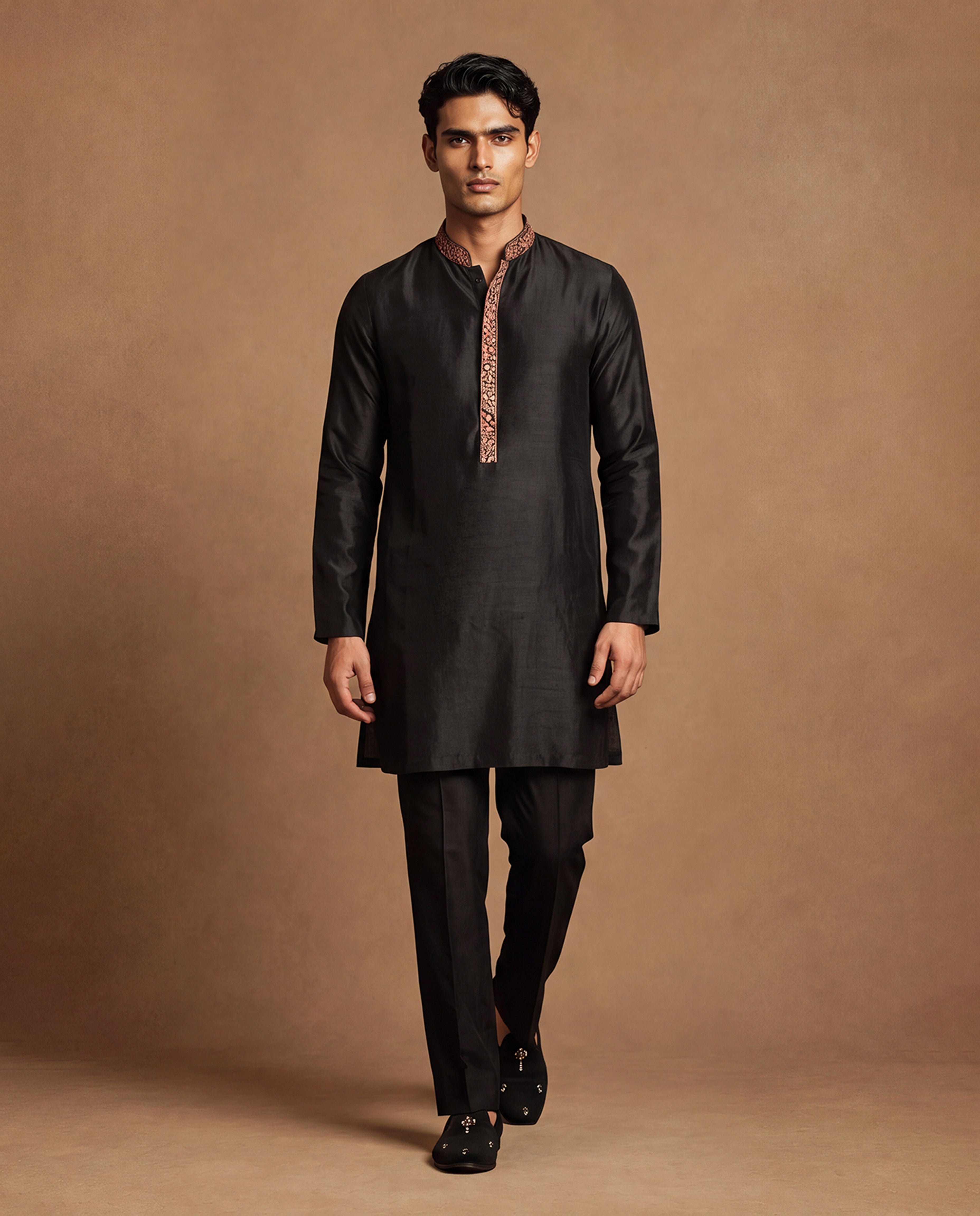 Raven Kashidakari Silk Kurta Set