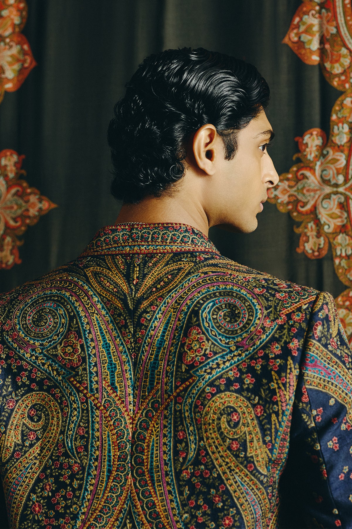 Safar Kashida Open Jacket, Shirt and Pant Set