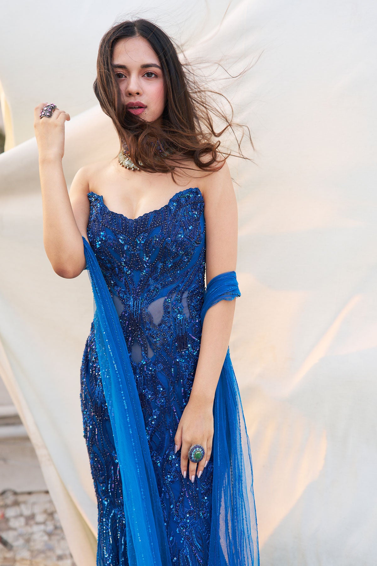 Nitanshi Goel in "Desiree" Cocktail Gown