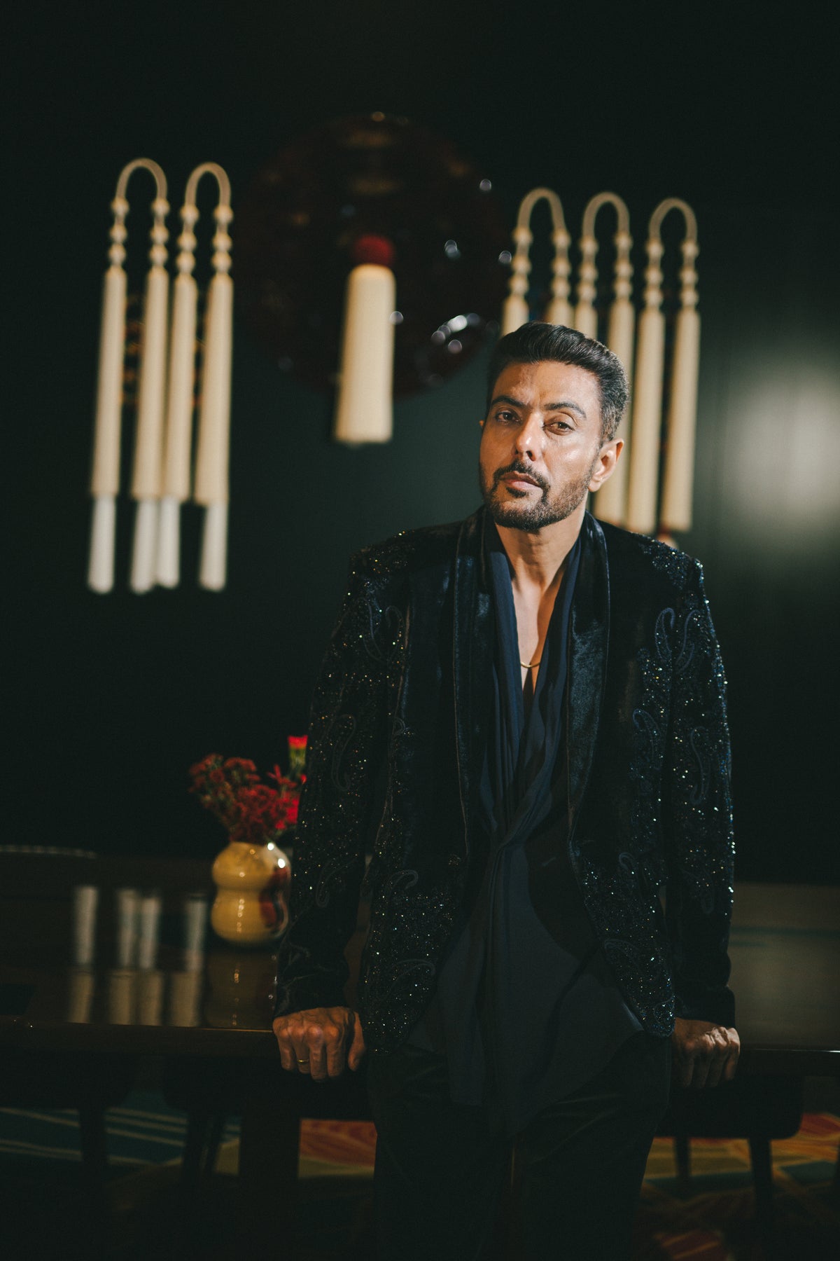 Ranveer Brar in Midnight Paisley Velvet Tuxedo
