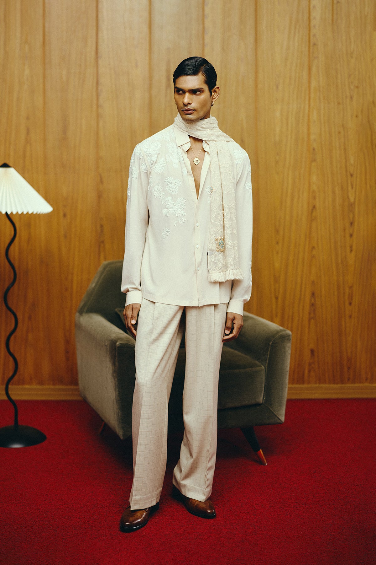 The Alabaster Shirt and Trouser set with Stole