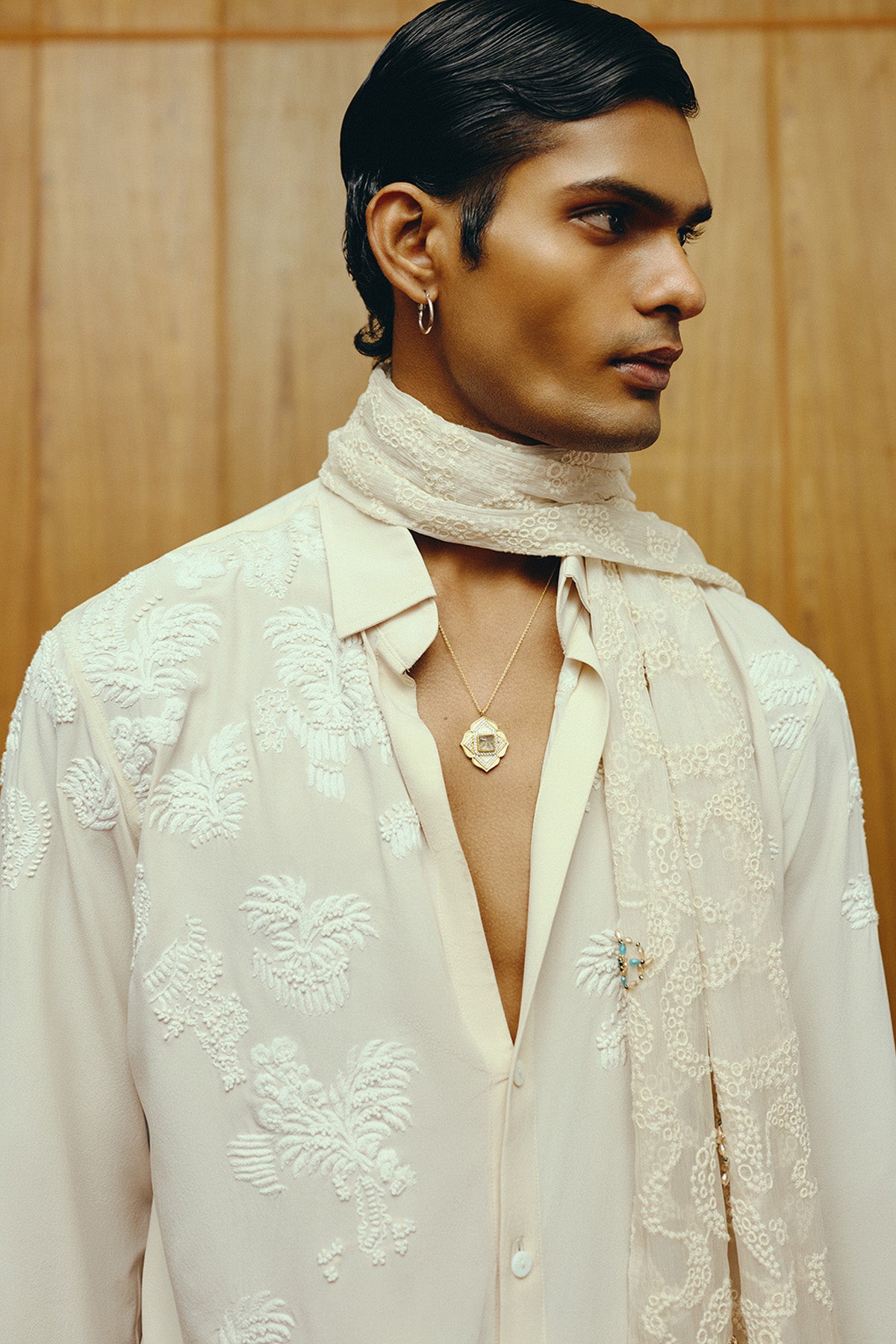 The Alabaster Shirt and Trouser set with Stole