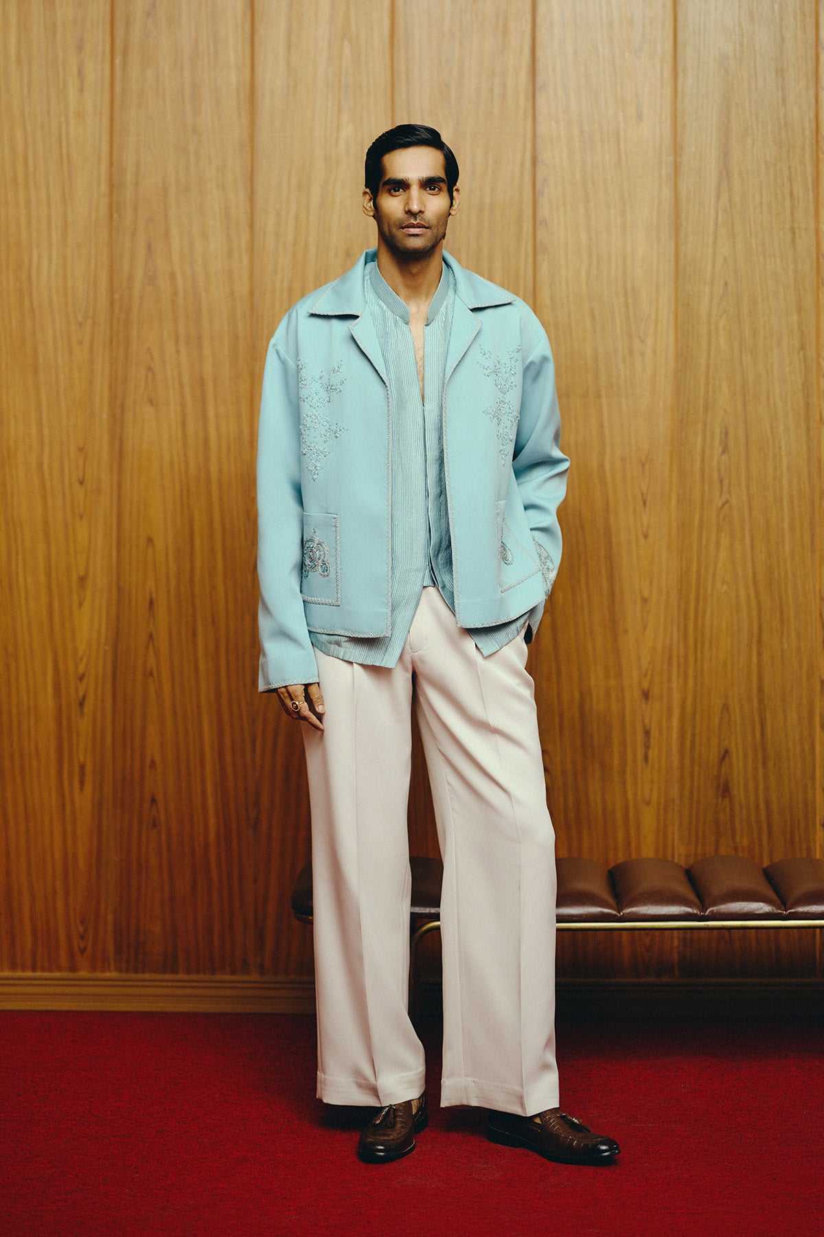 Arctic Elegance Open Jacket and Shirt with Trouser set