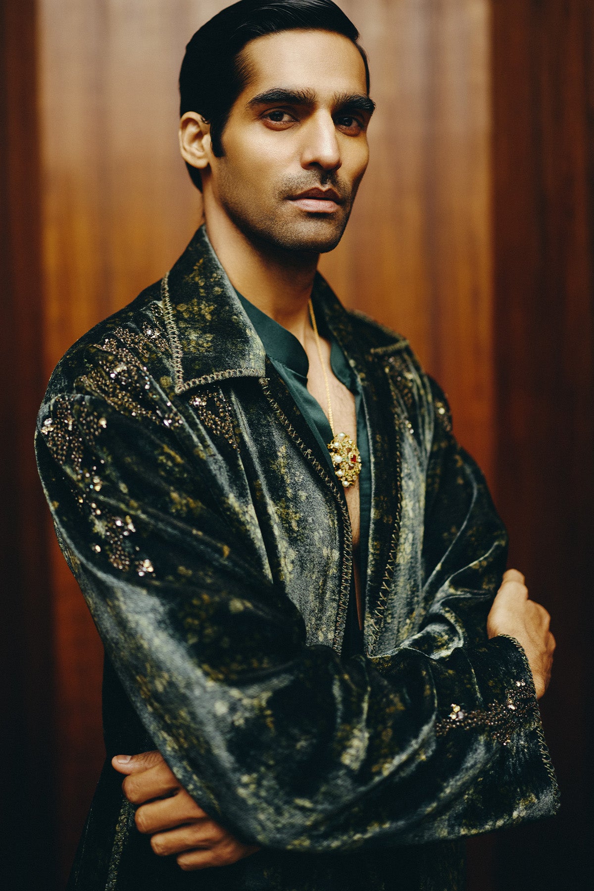 Viridian Dusk Open Jacket, Shirt and Trouser set