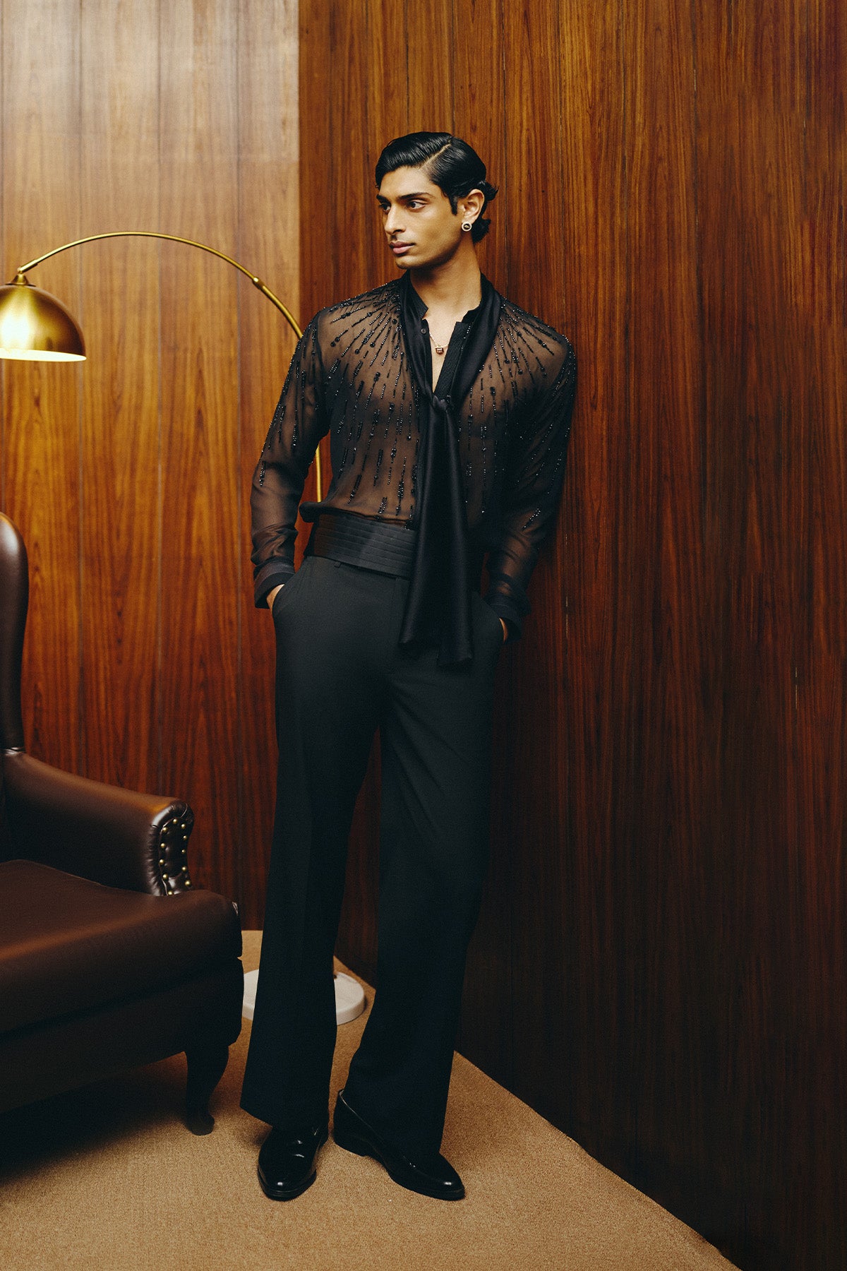 Noir Sheer Shirt and Pant Set