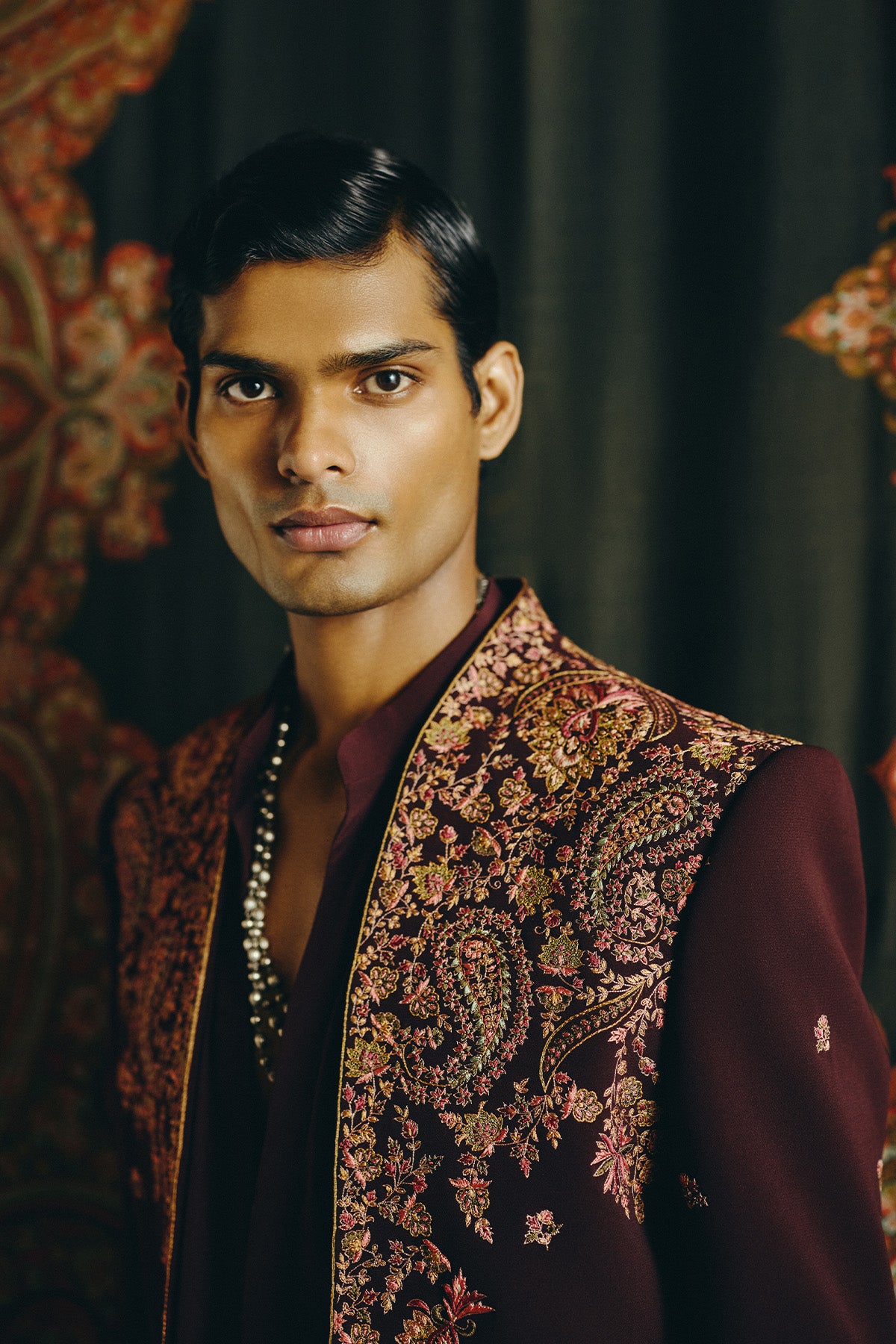 Royal Kashida  Open Jacket with Pant and Shirt