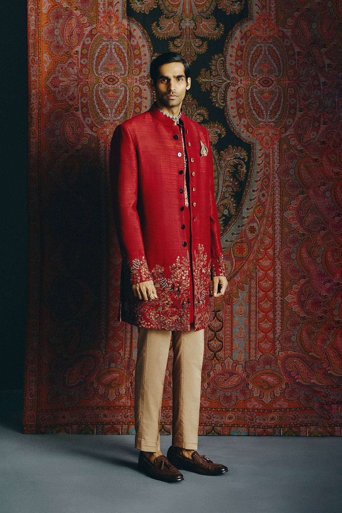 Vermilion Kashida Achkan