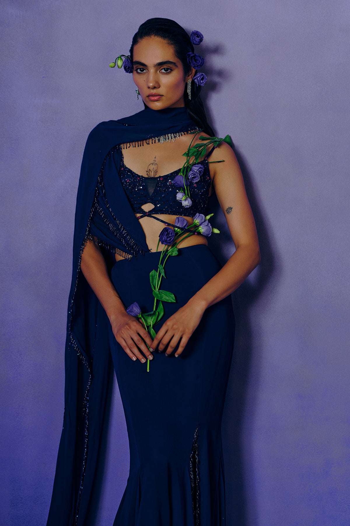 Celestial Cobalt Drape Saree