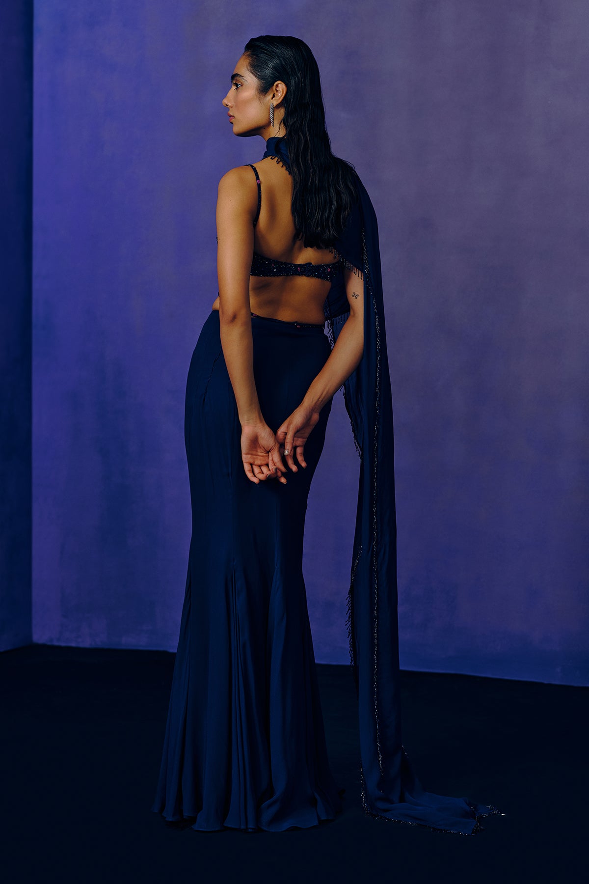 Celestial Cobalt Drape Saree
