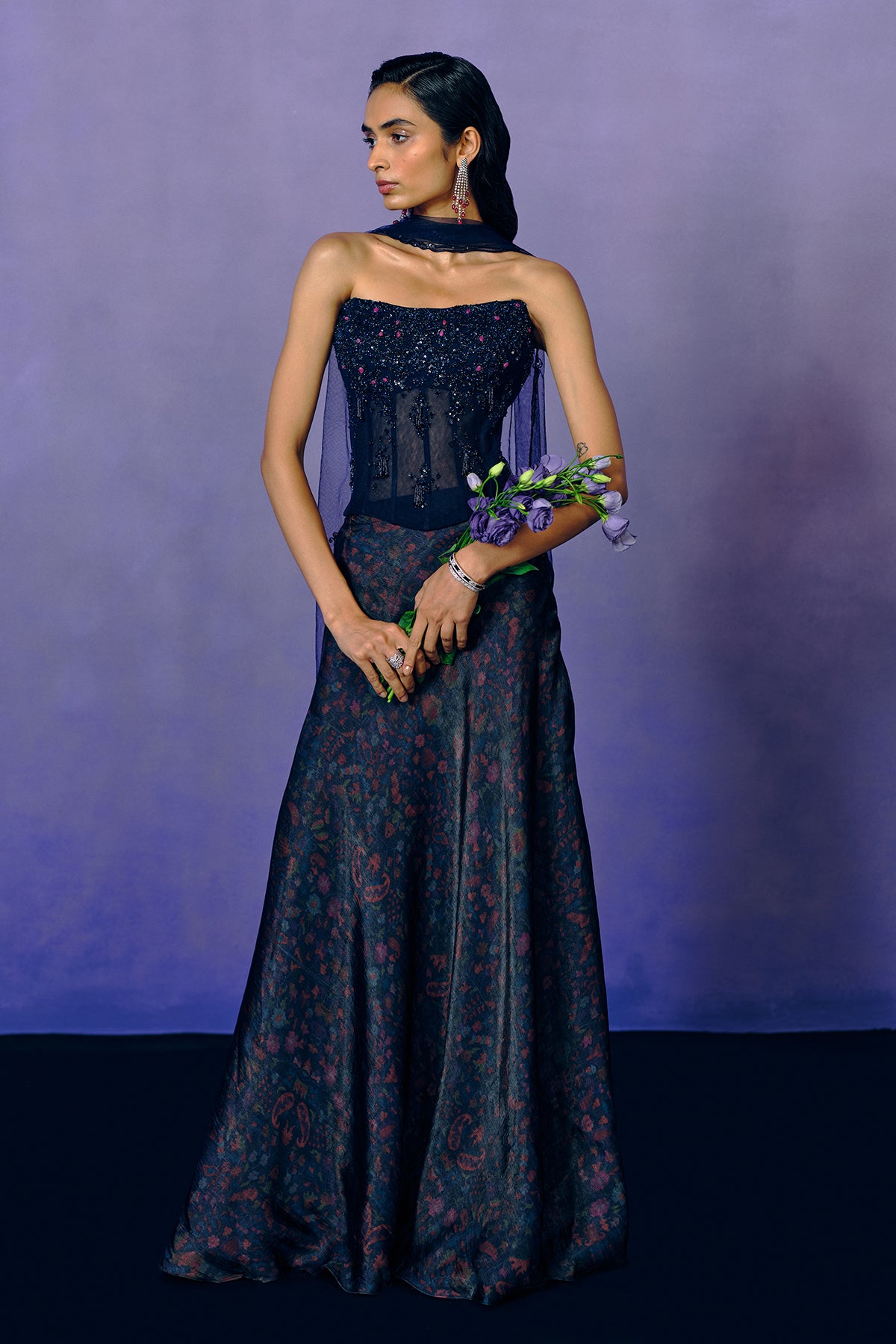 Violet Nocturne Corset & Skirt Set