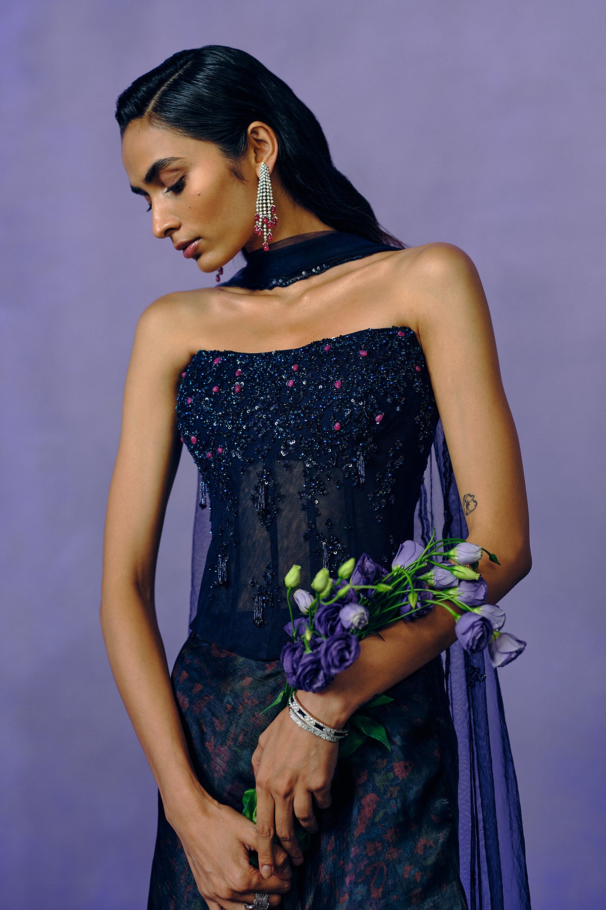 Violet Nocturne Corset & Skirt Set