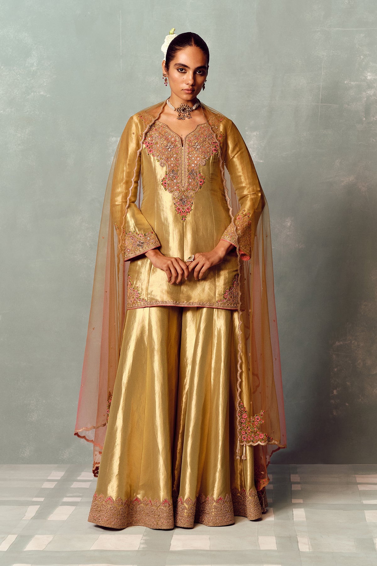 Metallic Fern Sharara Set