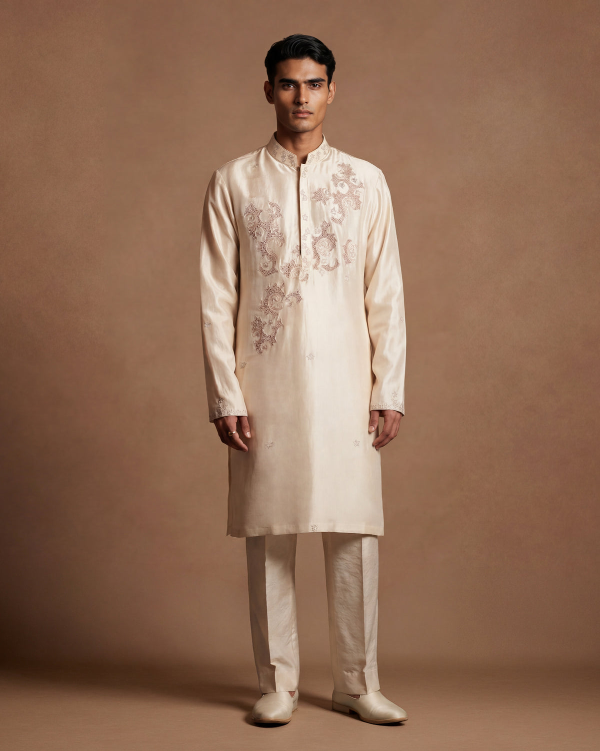 The Imperial Ivory Jaali Silk Kurta Set