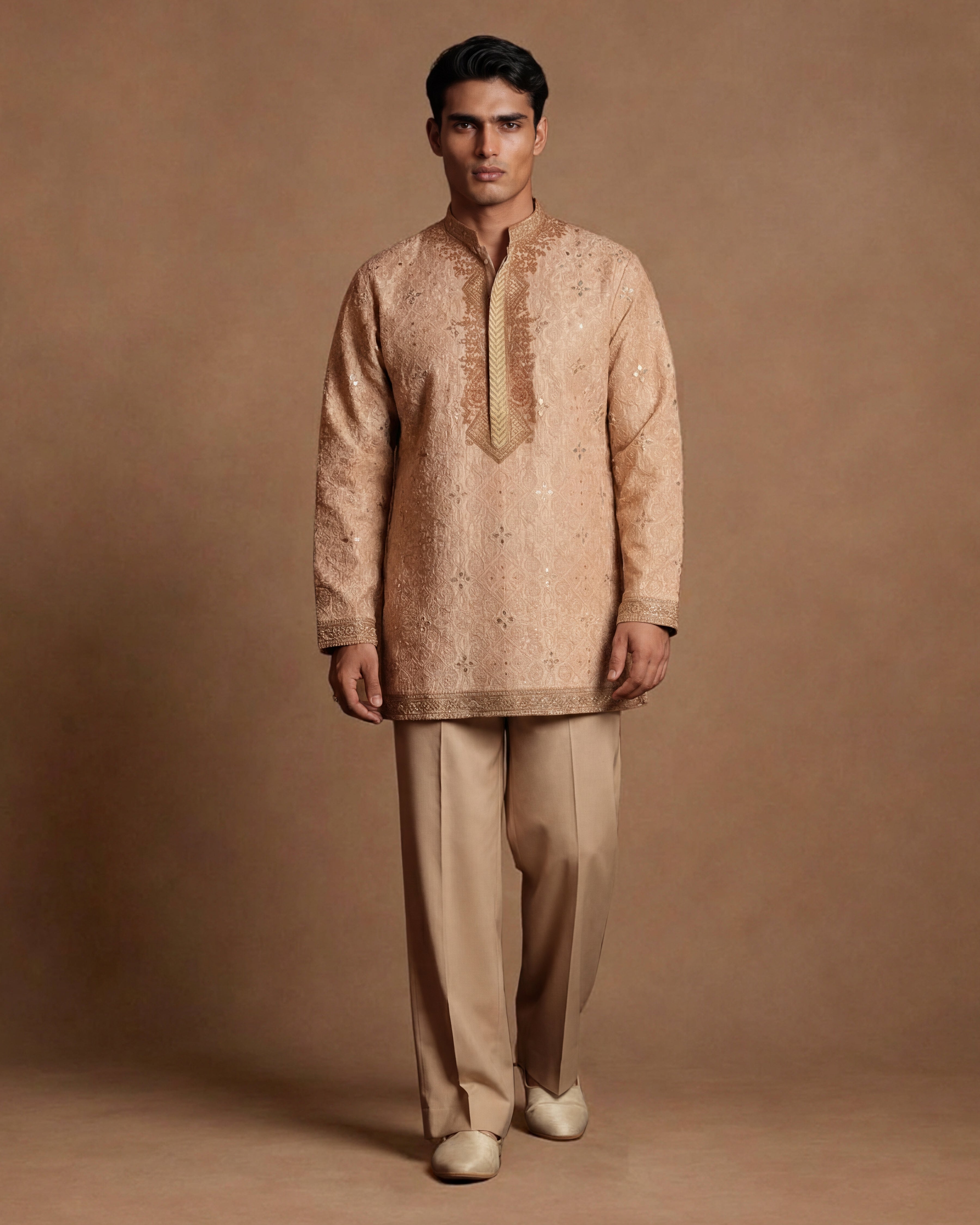 Alabaster Dori & Mirror-Embroidered Kurta Set