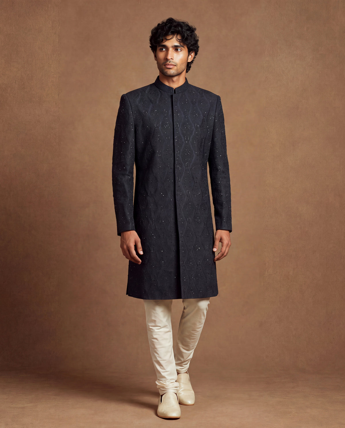 Indigo Noir Achkan Set