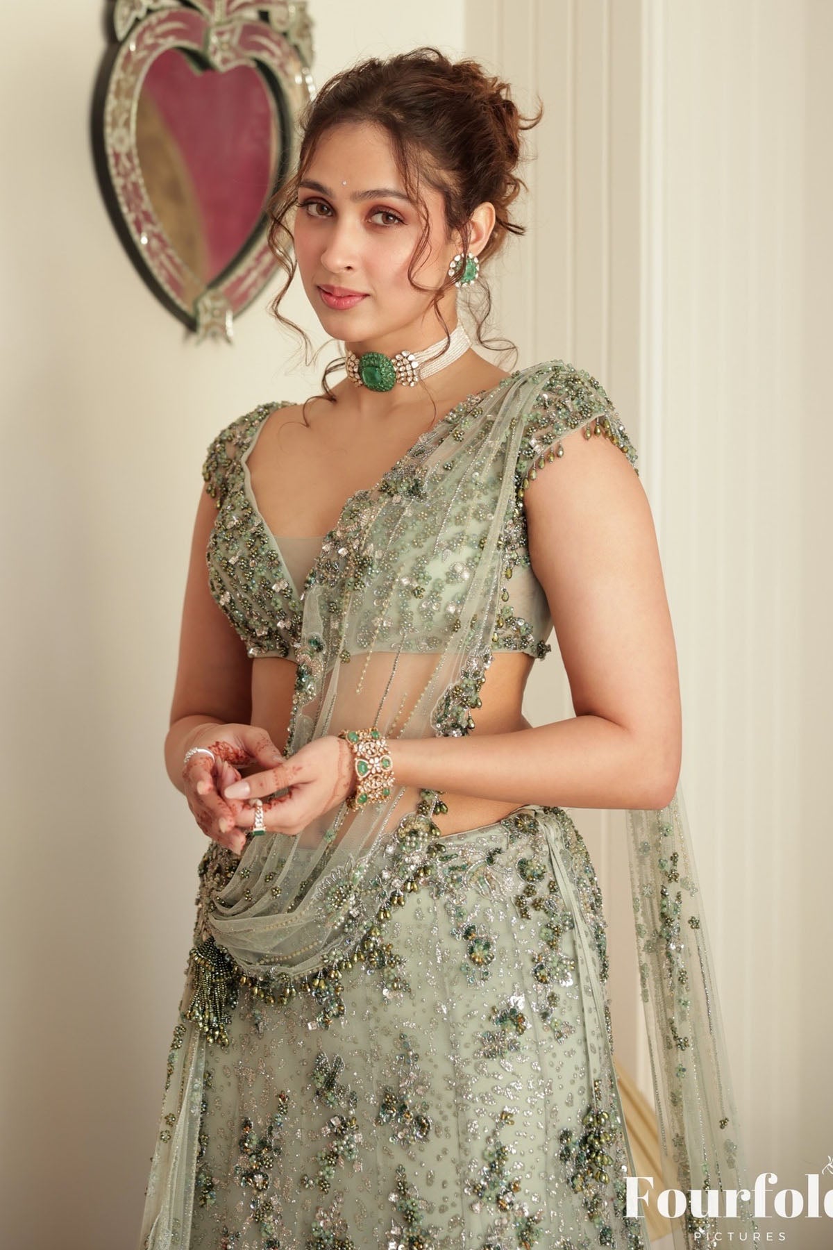 Pashmina Roshan In Elysian Mint Cocktail Lehenga
