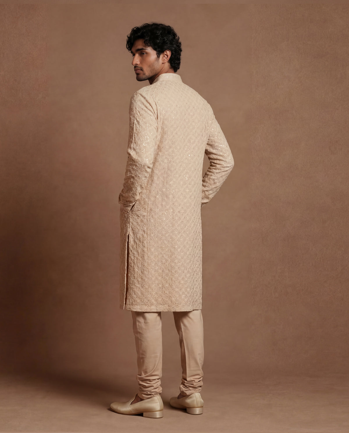 Pearl White Chikankari & Mirror Kurta Set